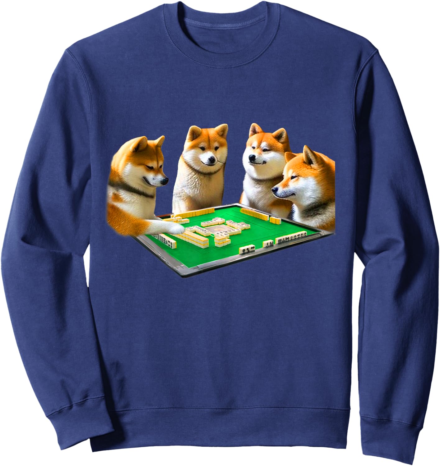 Shiba Inu, Dog, Mahjong, Funny , Dog, Lettered, Men's, Funny, Clothes, Funny Goods, Present, Neta, Jakushi Sweatshirt - Sweatshirt | Navy