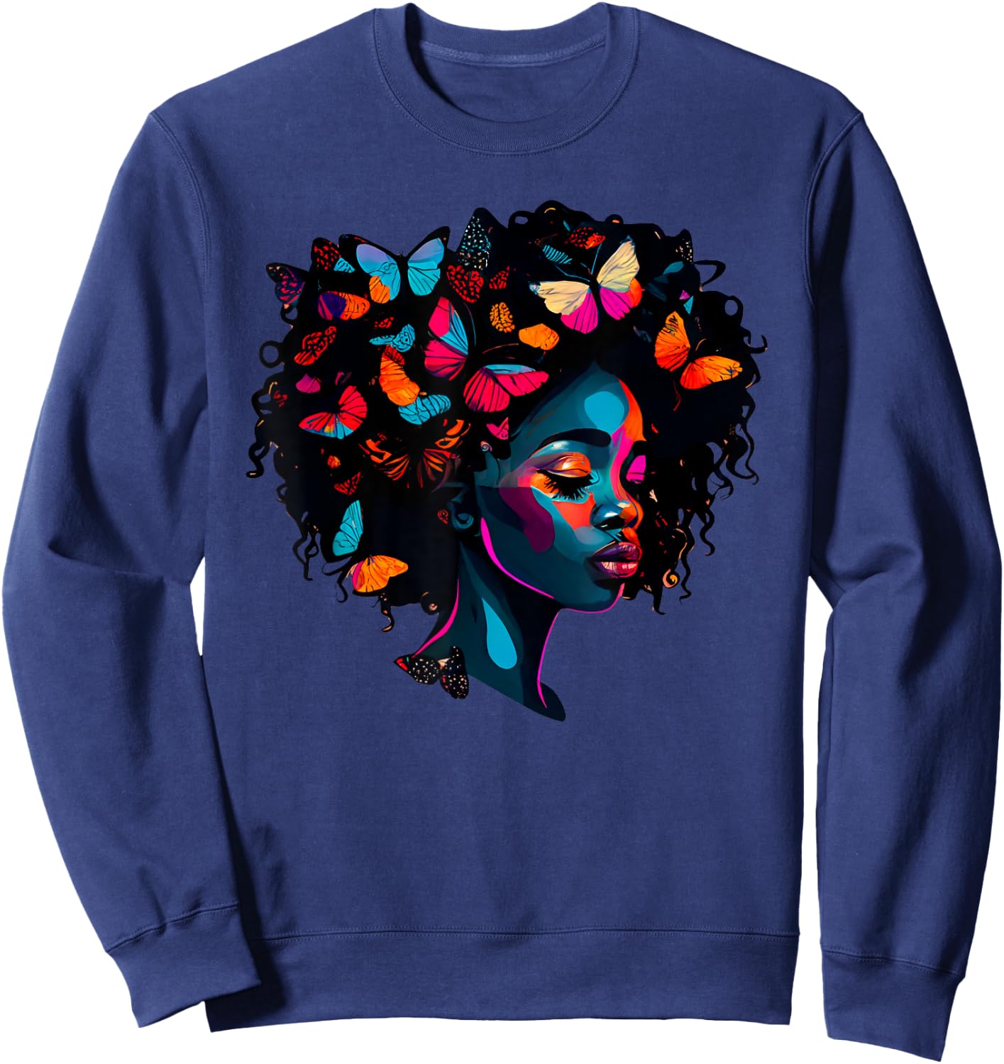 Black Queen Afro Melanin Women Sweatshirt - Sweatshirt | Navy
