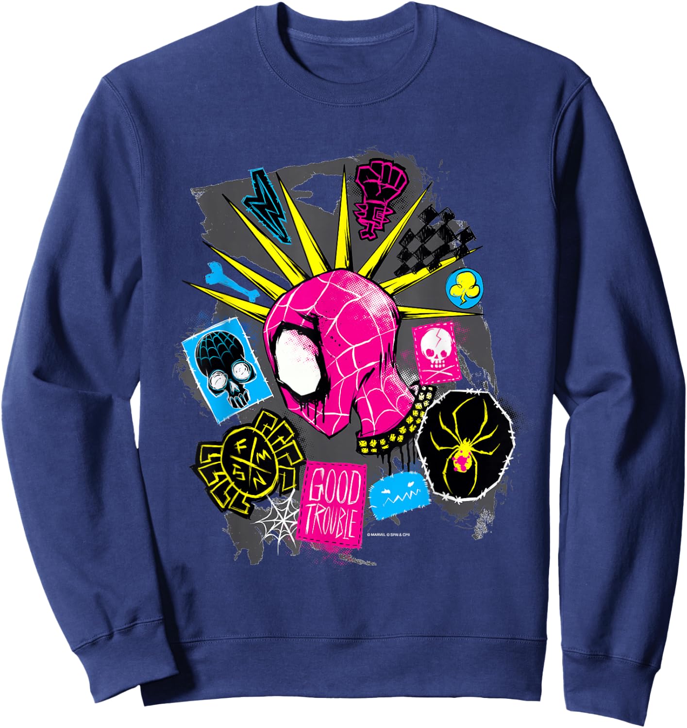 Marvel Spider-Man: Across The Spider-Verse Spider-Punk Head Sweatshirt - Sweatshirt | Navy