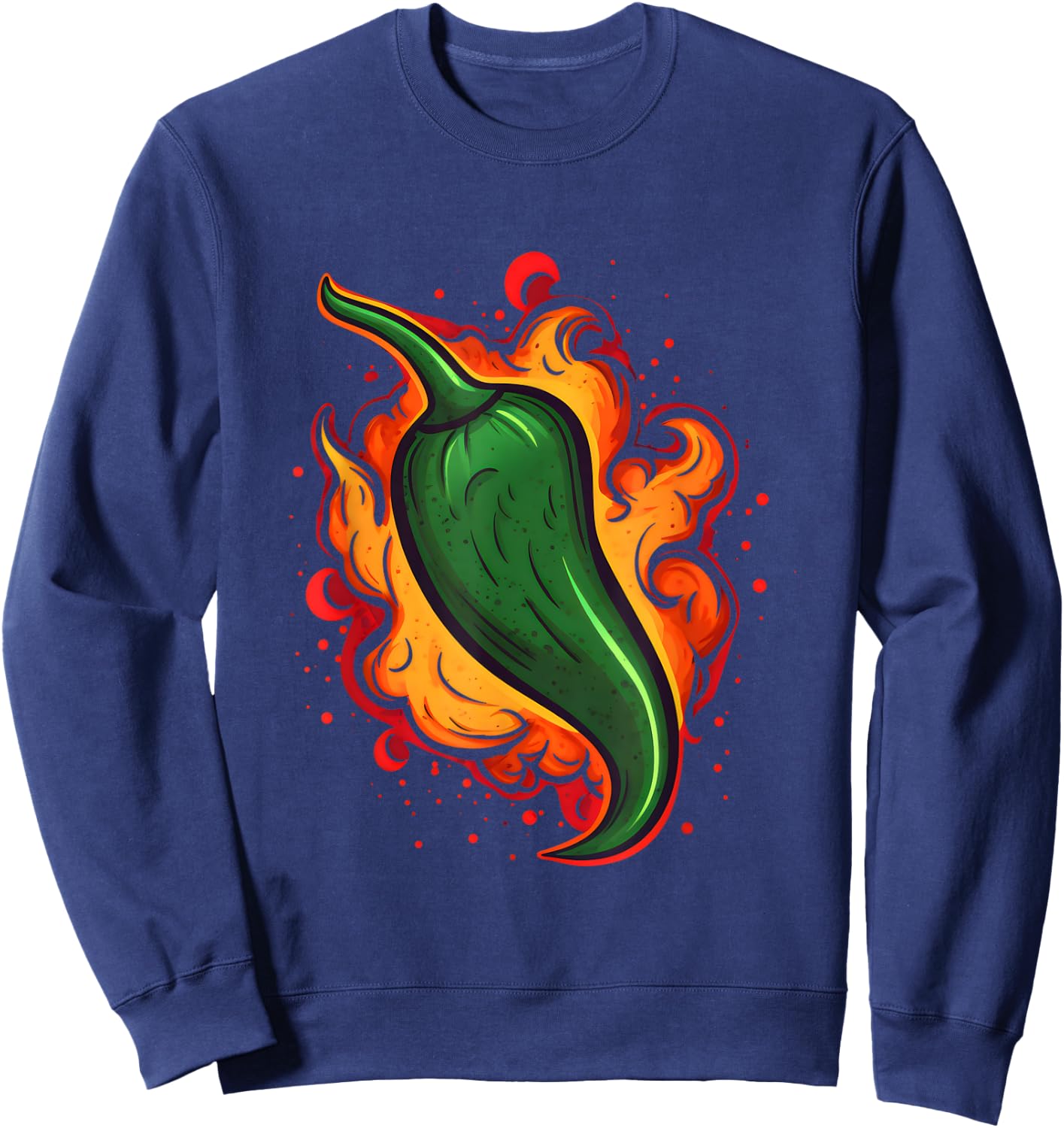 Green Chili Pepper Hot Spicy Food Lovers Fire Mexican Chef Sweatshirt - Sweatshirt | Navy