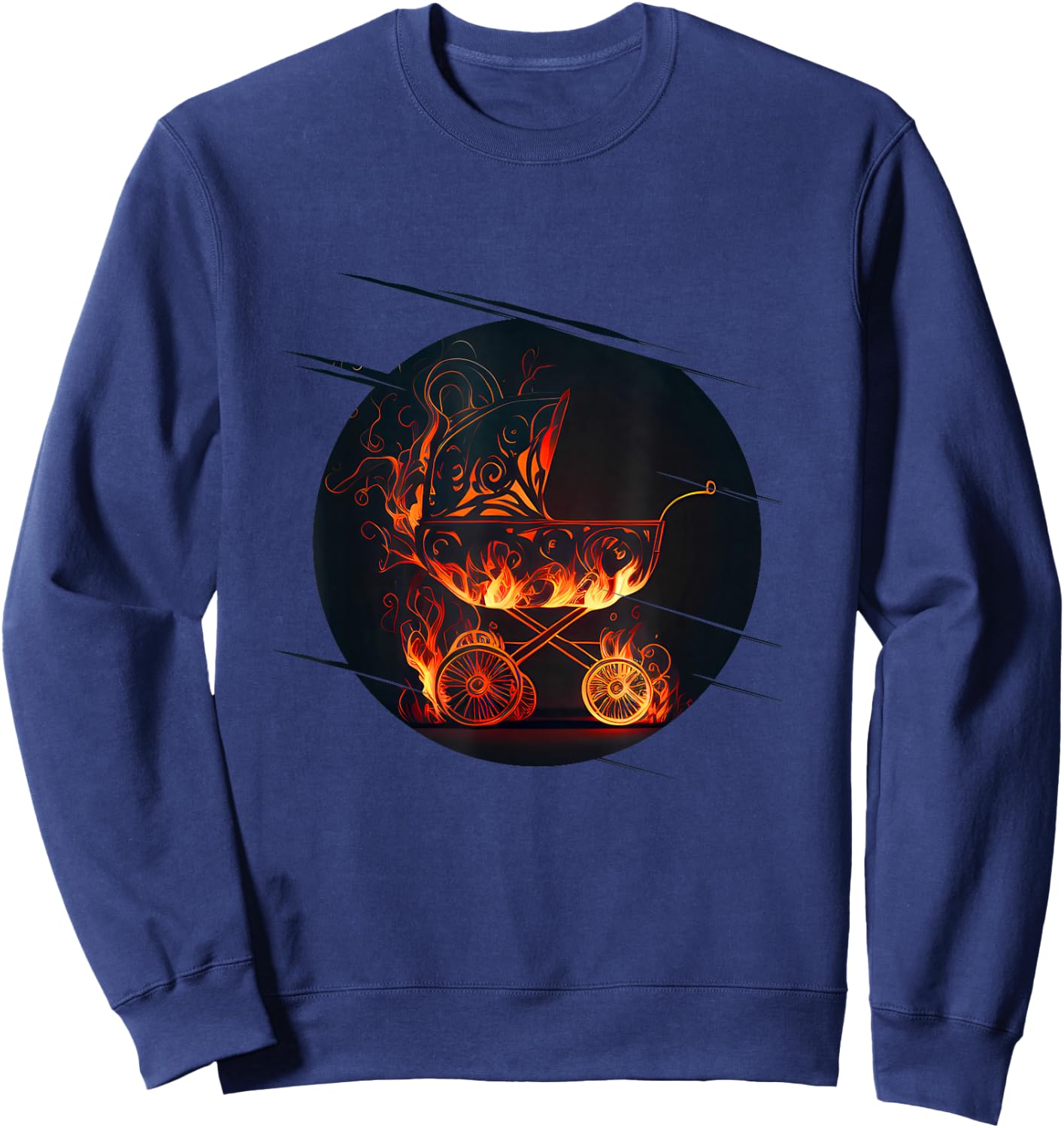 Baby Buggy with Flames for crazy Parents and Children Sweatshirt - Sweatshirt | Navy