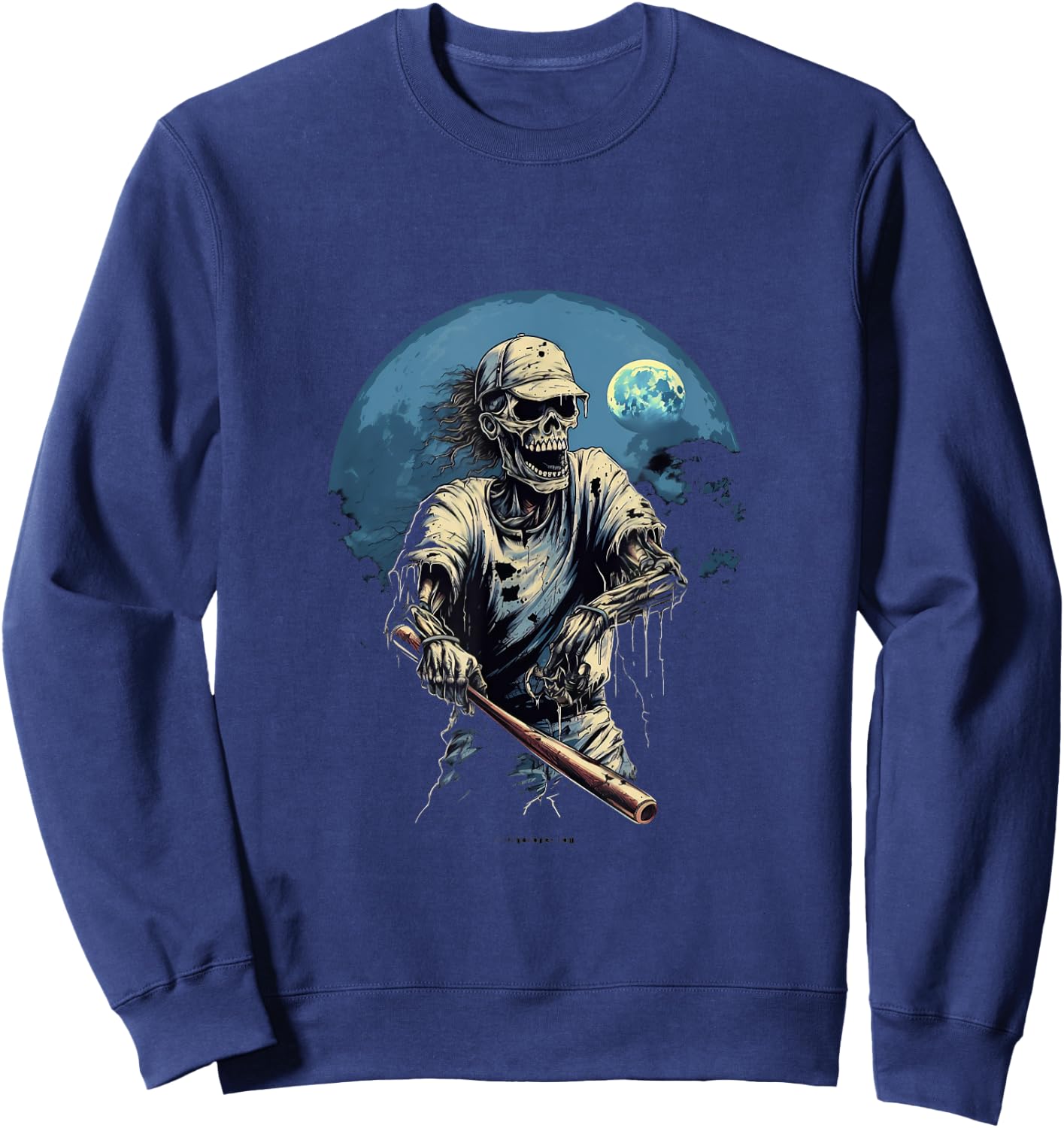 Zombie Playing Baseball Halloween Baseball Player Sweatshirt - Sweatshirt | Navy