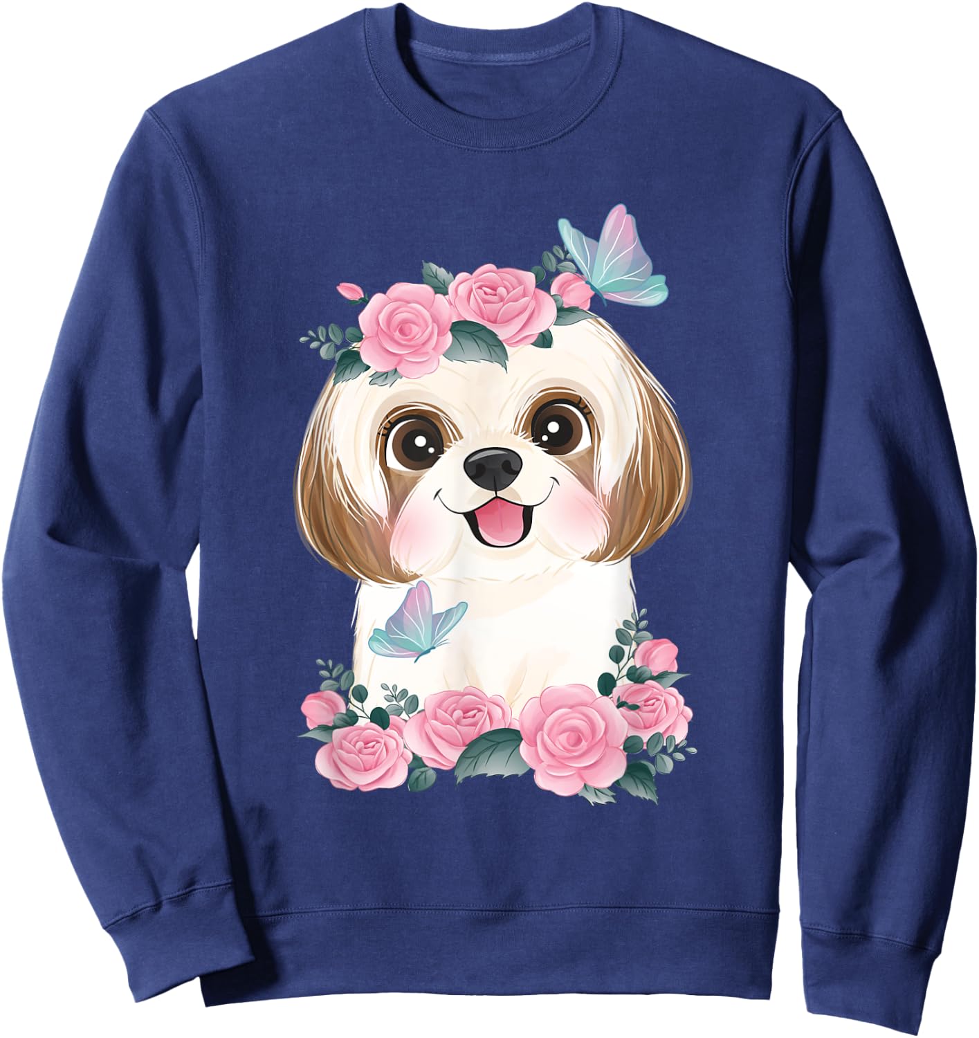Spring Floral Shih Tzu - Dog Trainer Animal Breeder Canine Men Women Kids Sweatshirt - Sweatshirt | Navy