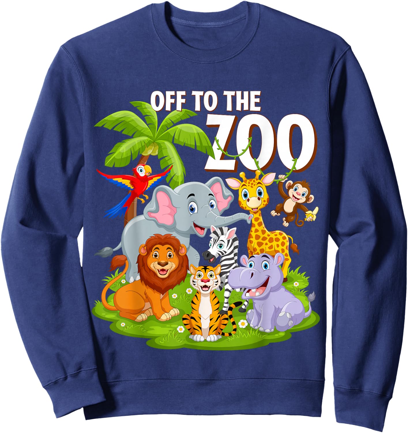 Safari Zoo Birthday Party Wild Zoo Animals Teacher Toddlers Sweatshirt - Sweatshirt | Navy