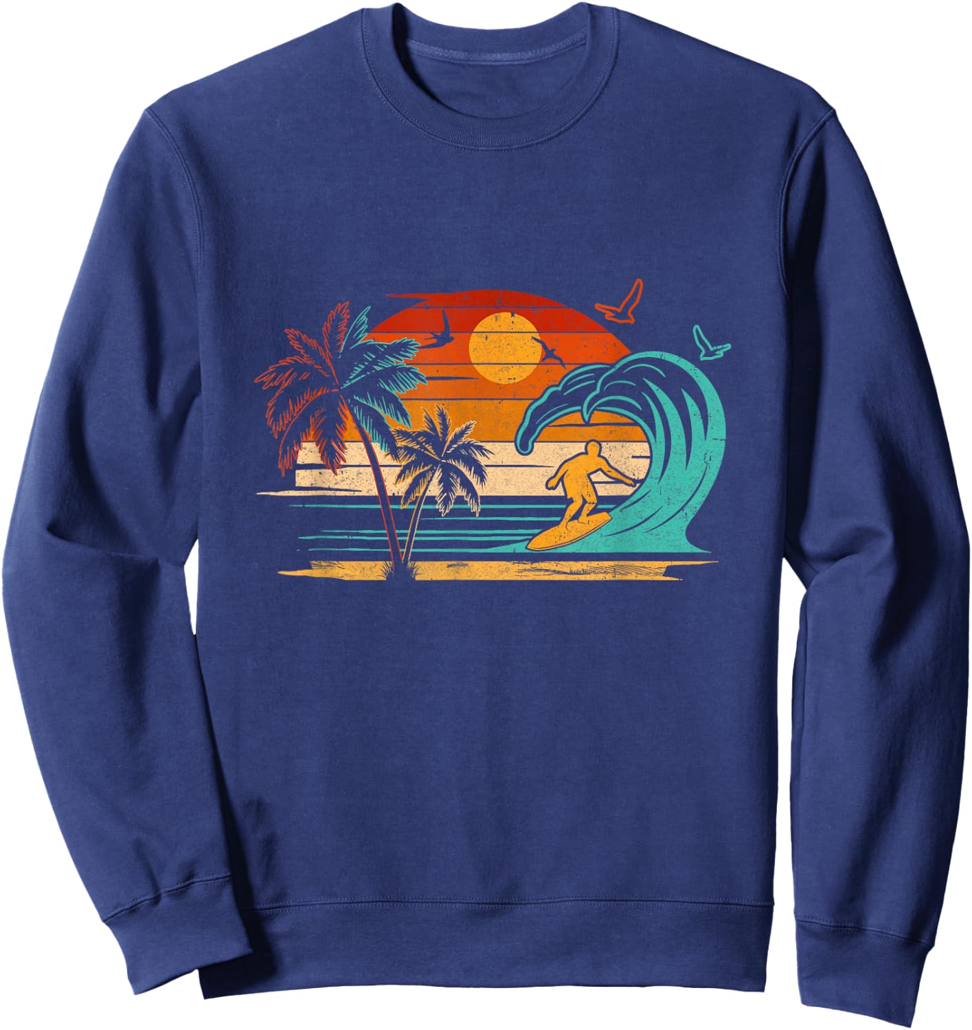 Vintage Surfer Retro Surfing Beach Surf Sweatshirt - Sweatshirt | Navy