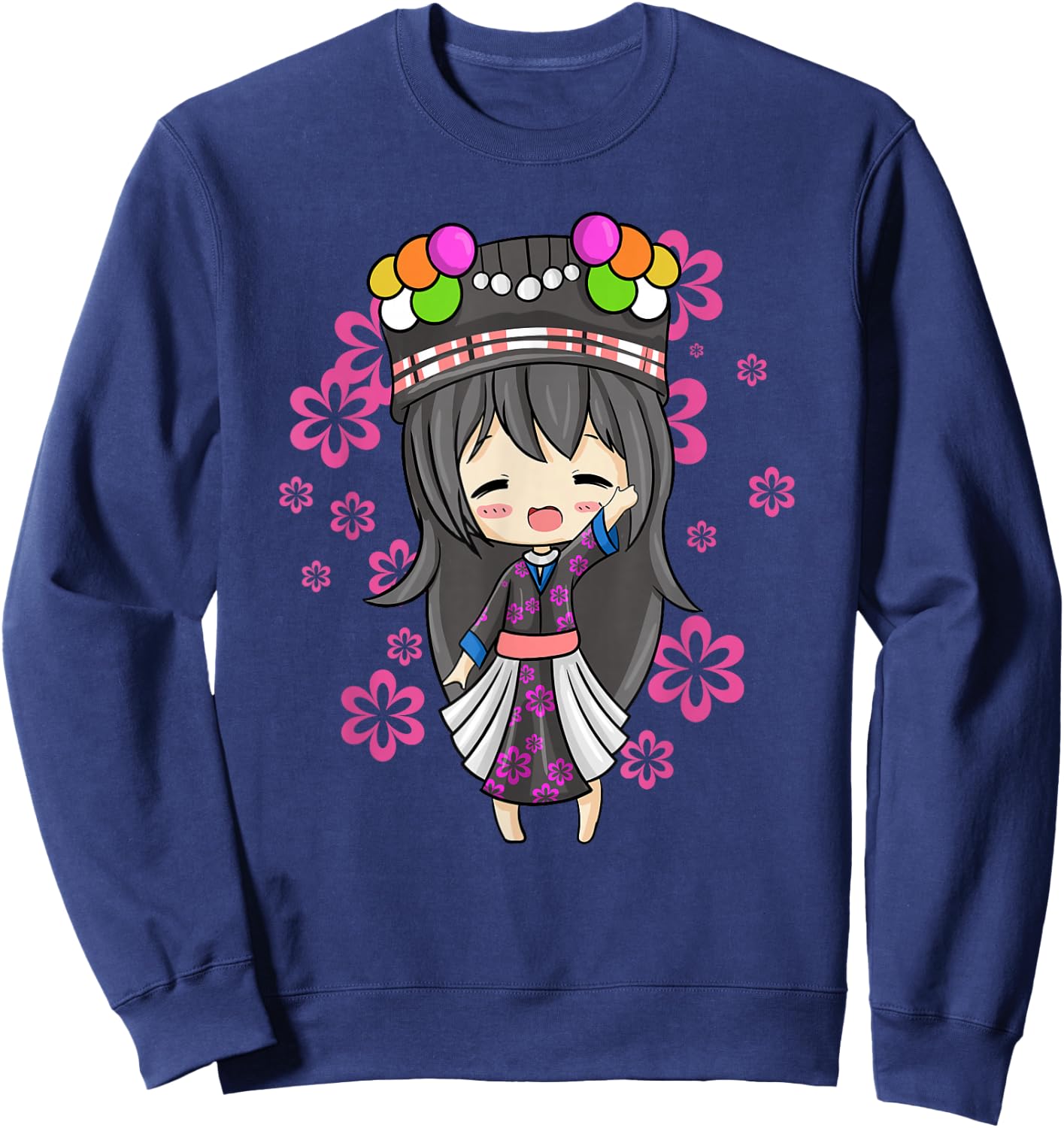 Hmong Miao Proud Traditional Girl Woman Hmoob Queen Sweatshirt - Sweatshirt | Navy