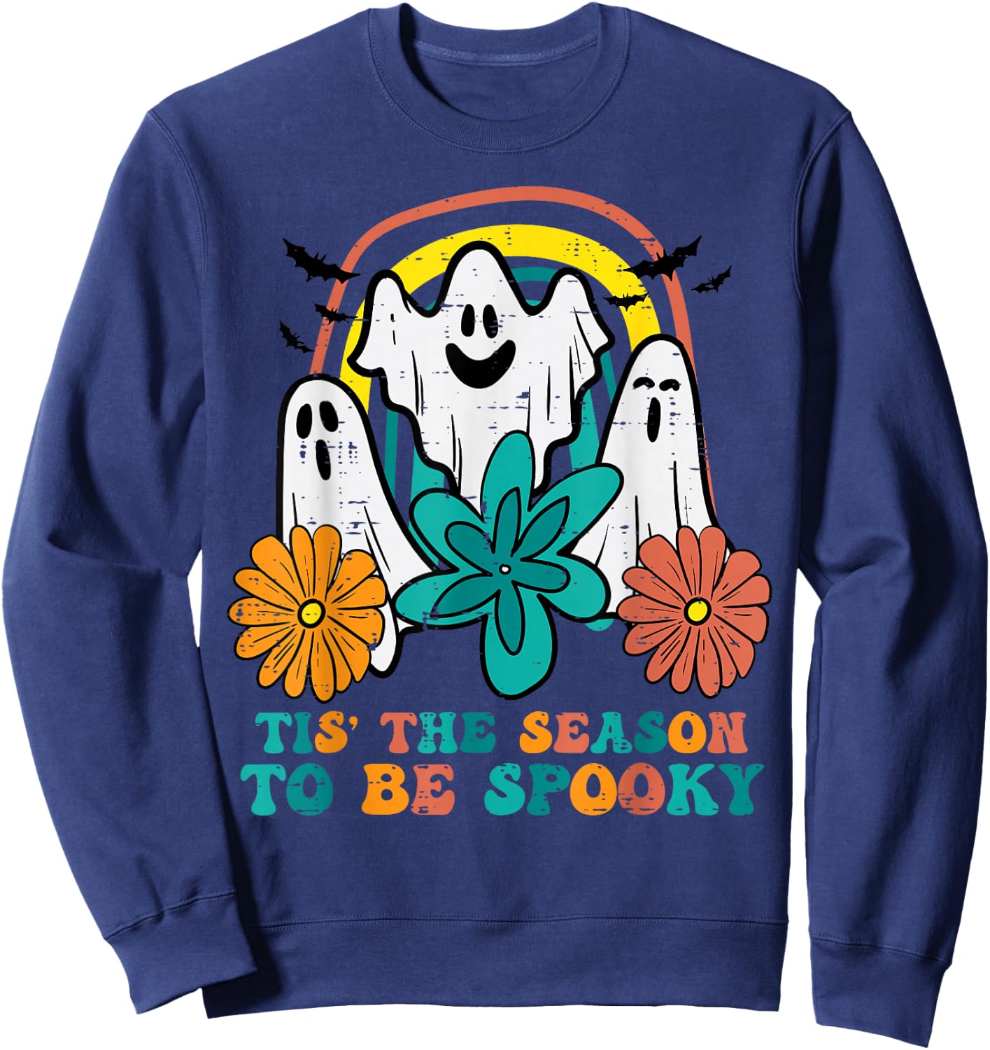Ghosts Tis The Season To Be Spooky Retro Halloween Women Sweatshirt - Sweatshirt | Navy