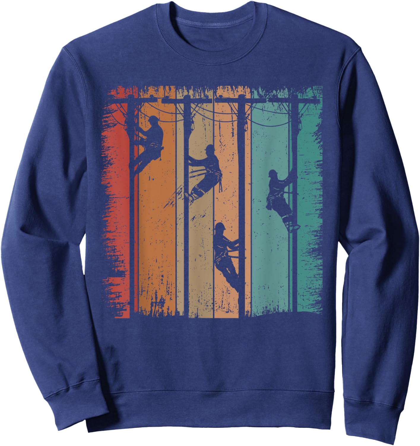Vintage Lineman Father Retro Electric Cable Lineman Sweatshirt - Sweatshirt | Navy