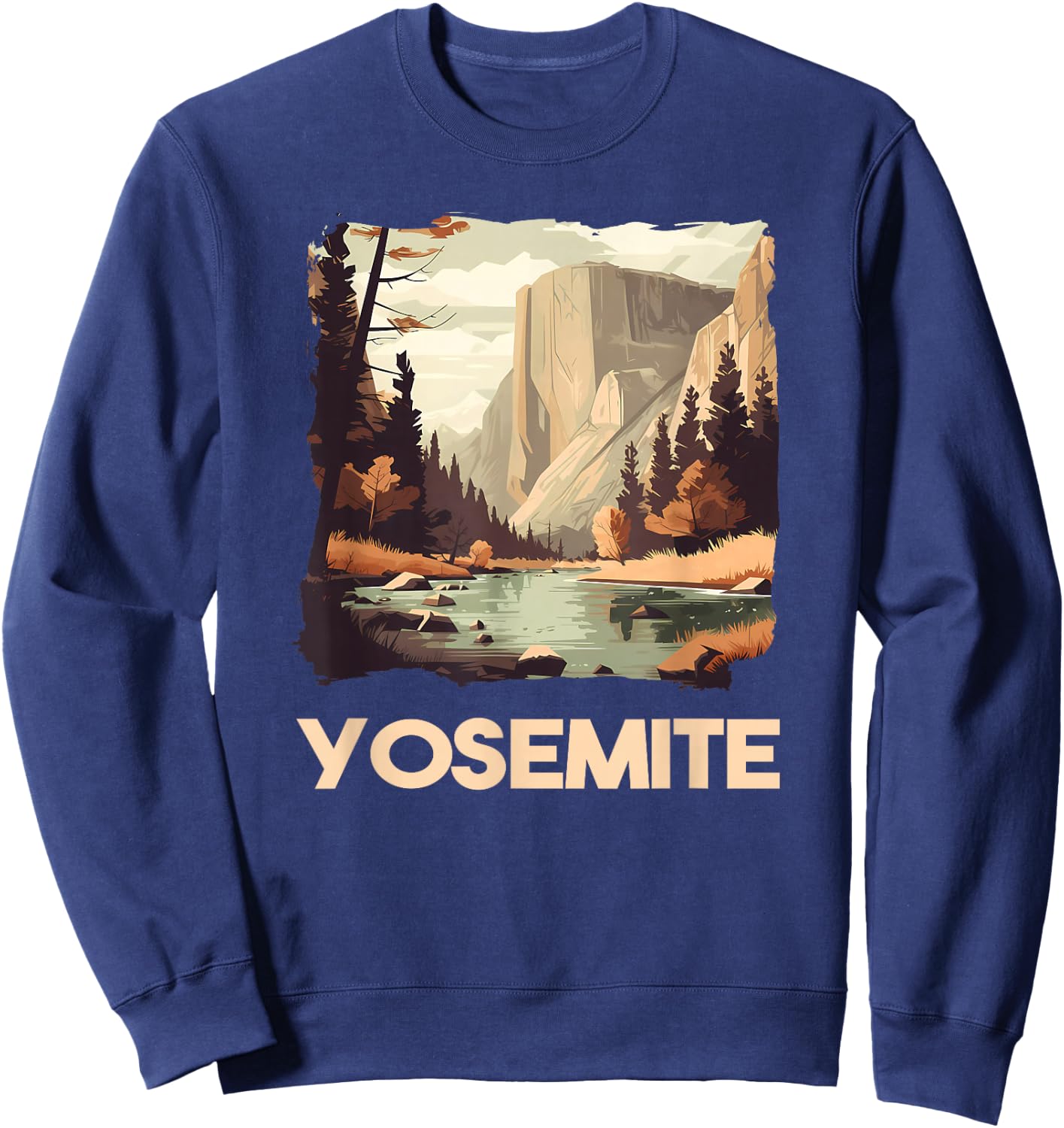 Vintage Yosemite National Park Nature Lover Adventure Sweatshirt - Sweatshirt | Navy