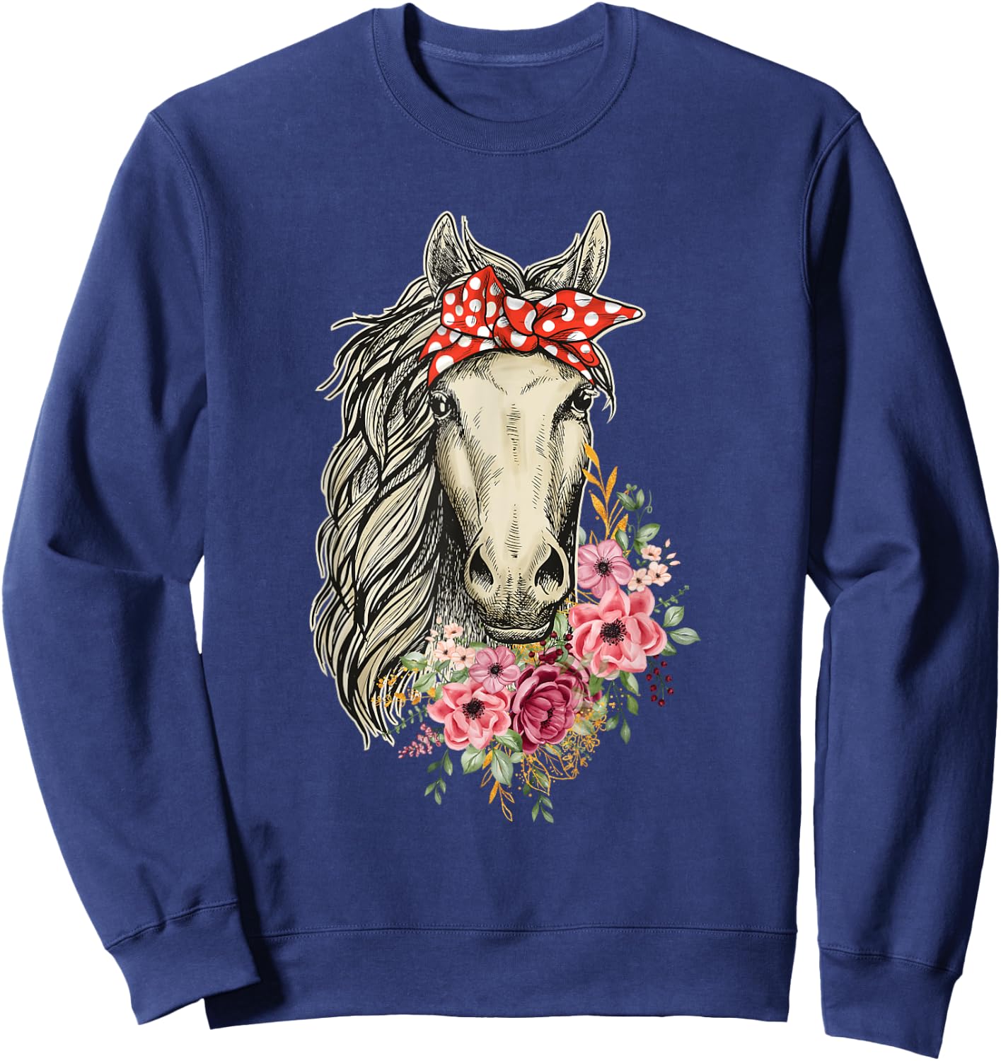 Horse Bandana - Horses Animal Horseman Horseback Equestrian Sweatshirt - Sweatshirt | Navy