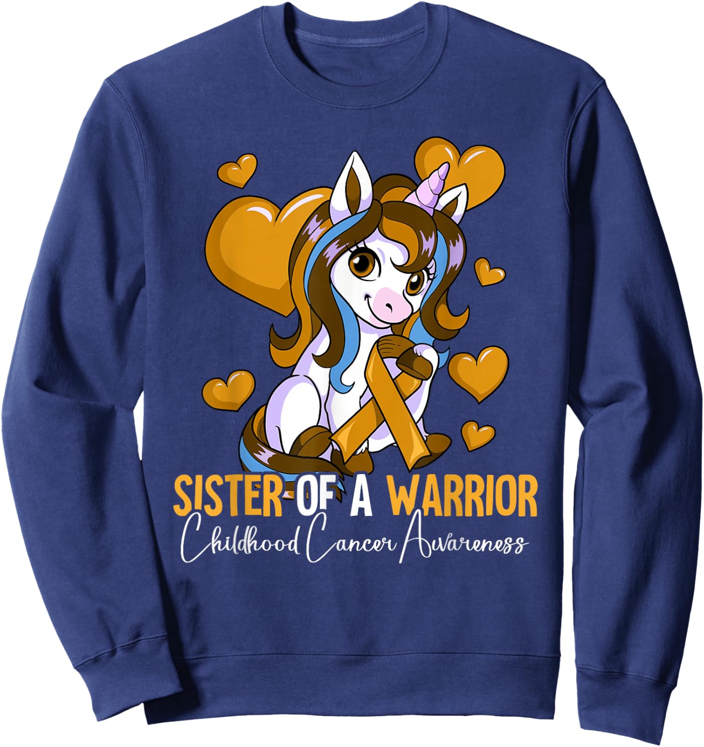 Sister Of A Warrior Childhood Cancer Awareness Sweatshirt - Sweatshirt | Navy