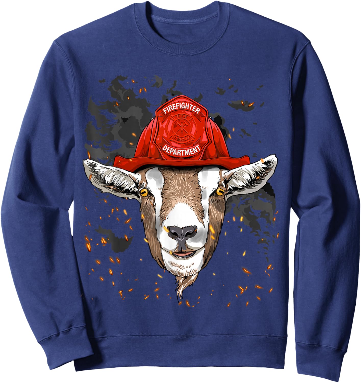 Firefighter Goat Fire Department Fireman Farmer Goat Lover Sweatshirt - Sweatshirt | Navy