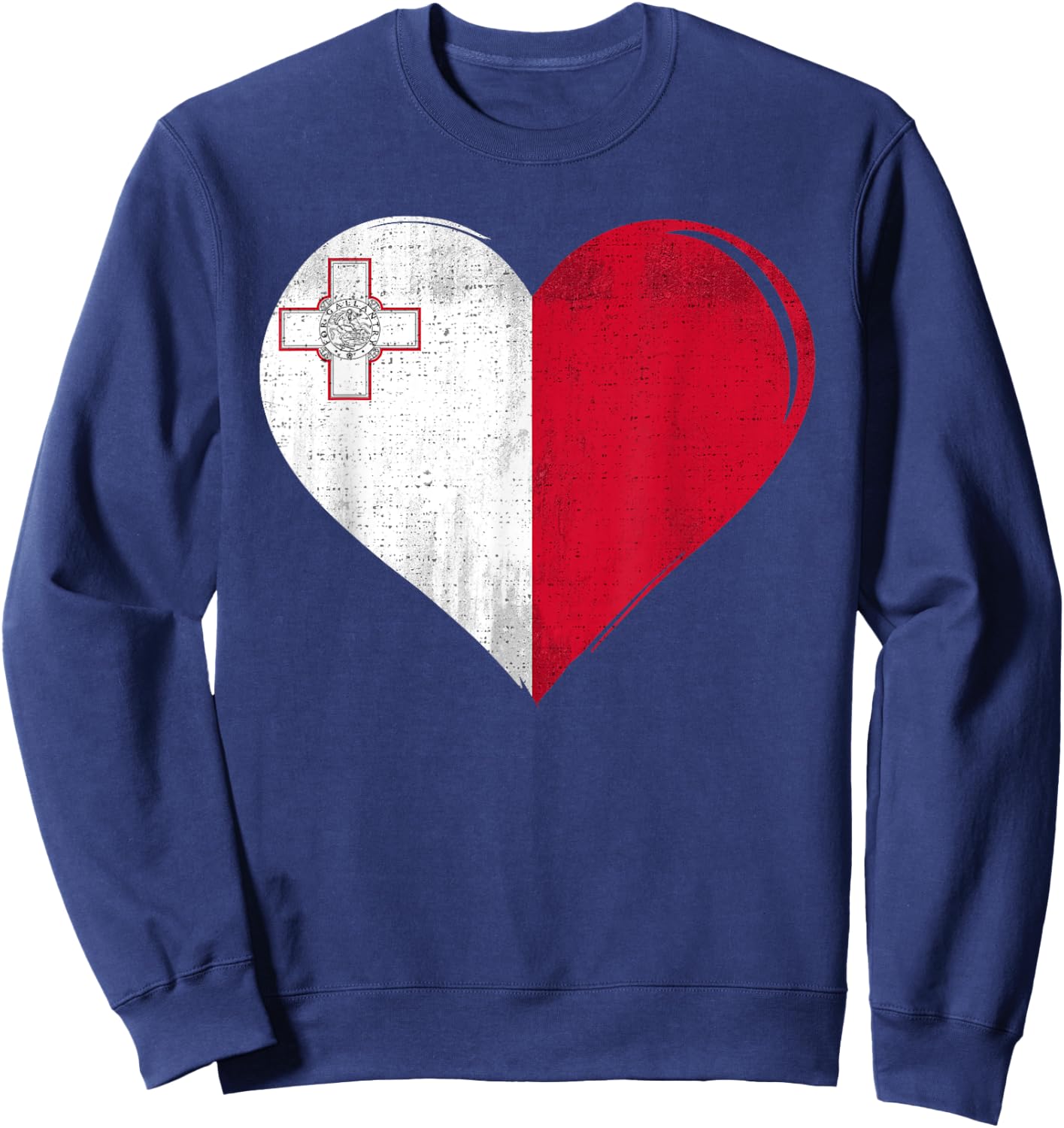 Vintage Malta Flag Heart For Maltese Sweatshirt - Sweatshirt | Navy
