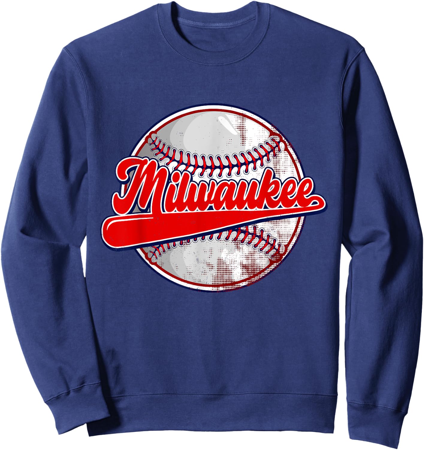Vintage Milwaukee Baseball Lover Women Kids Sweatshirt - Sweatshirt | Navy