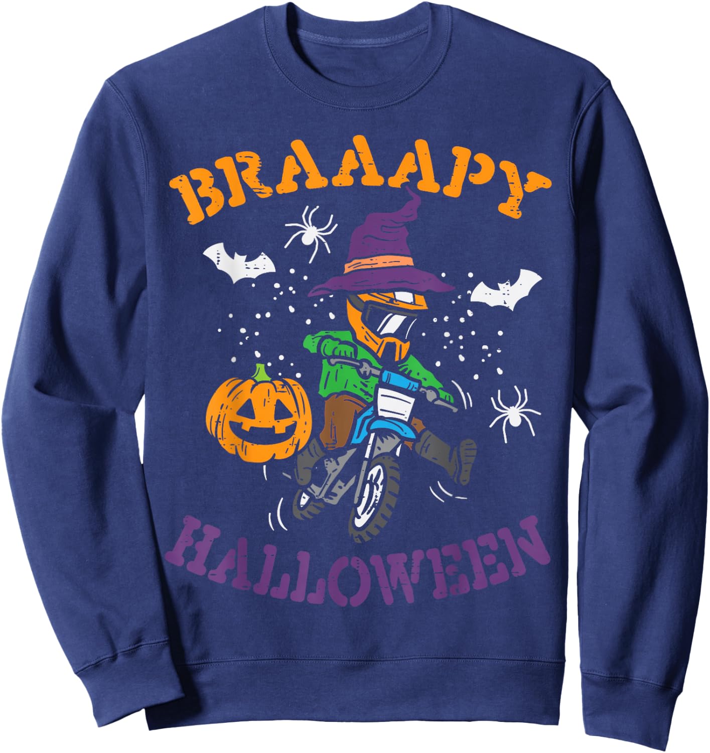 Motocross Braaapy Halloween Costume Dirt Bike Boys Kids Sweatshirt - Sweatshirt | Navy