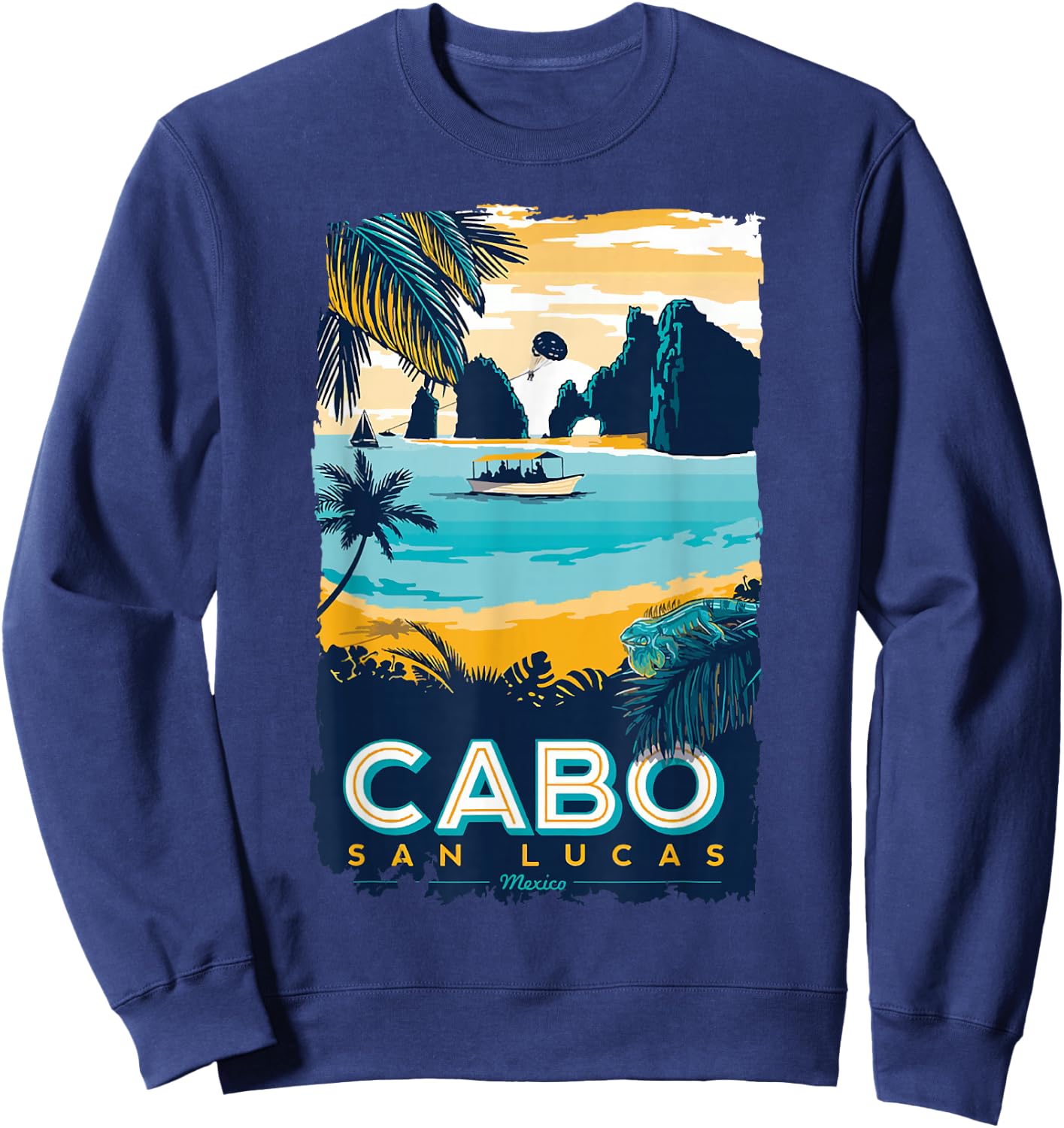 Cabo San Lucas Tropical Beach Mexico Travel Vintage Sweatshirt - Sweatshirt | Navy
