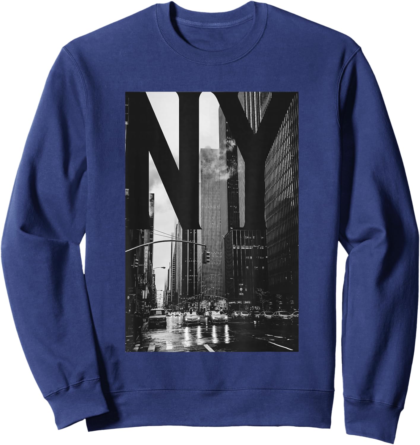 Cool New York City Abstract Skyline, Black & White New York Sweatshirt - Sweatshirt | Navy