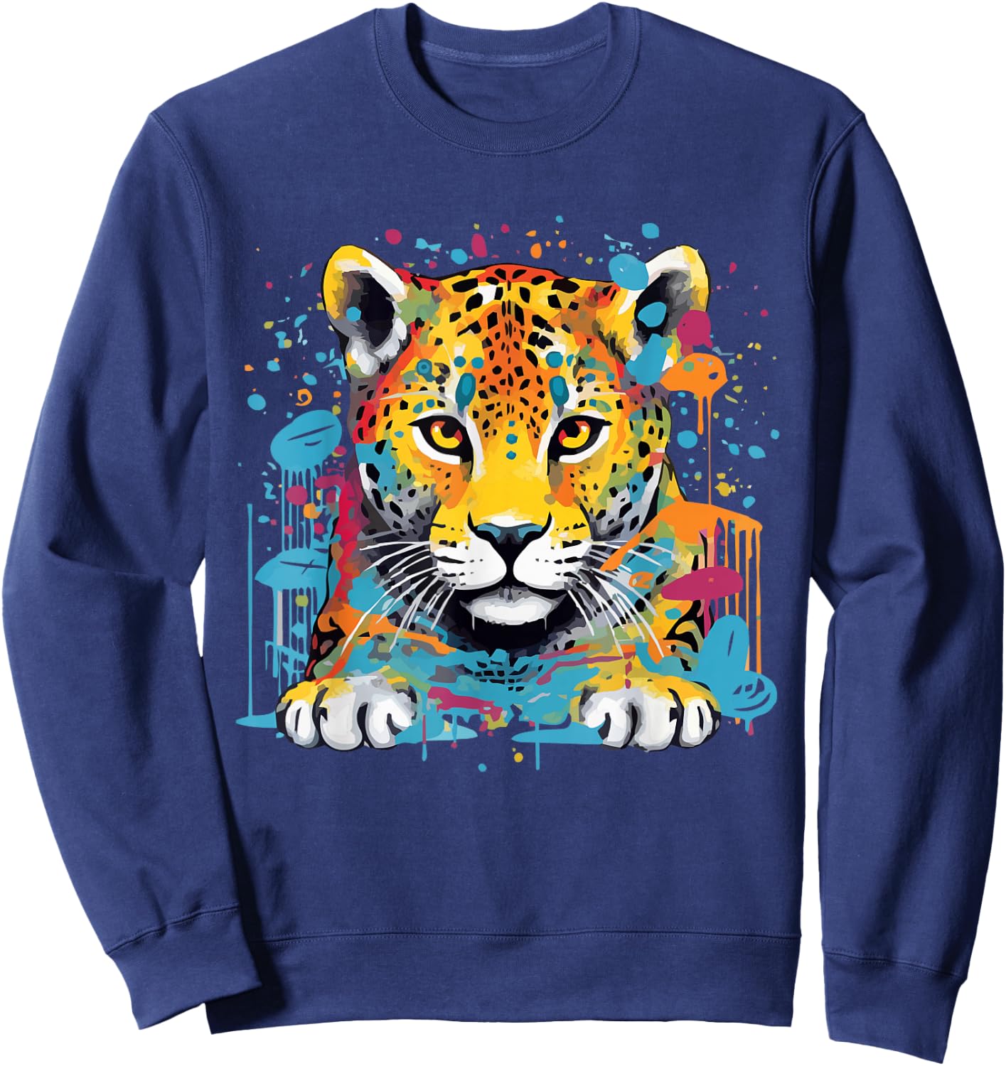 Jaguar Big Cat Splash Art Graphic Design Men Women Kids Sweatshirt - Sweatshirt | Navy