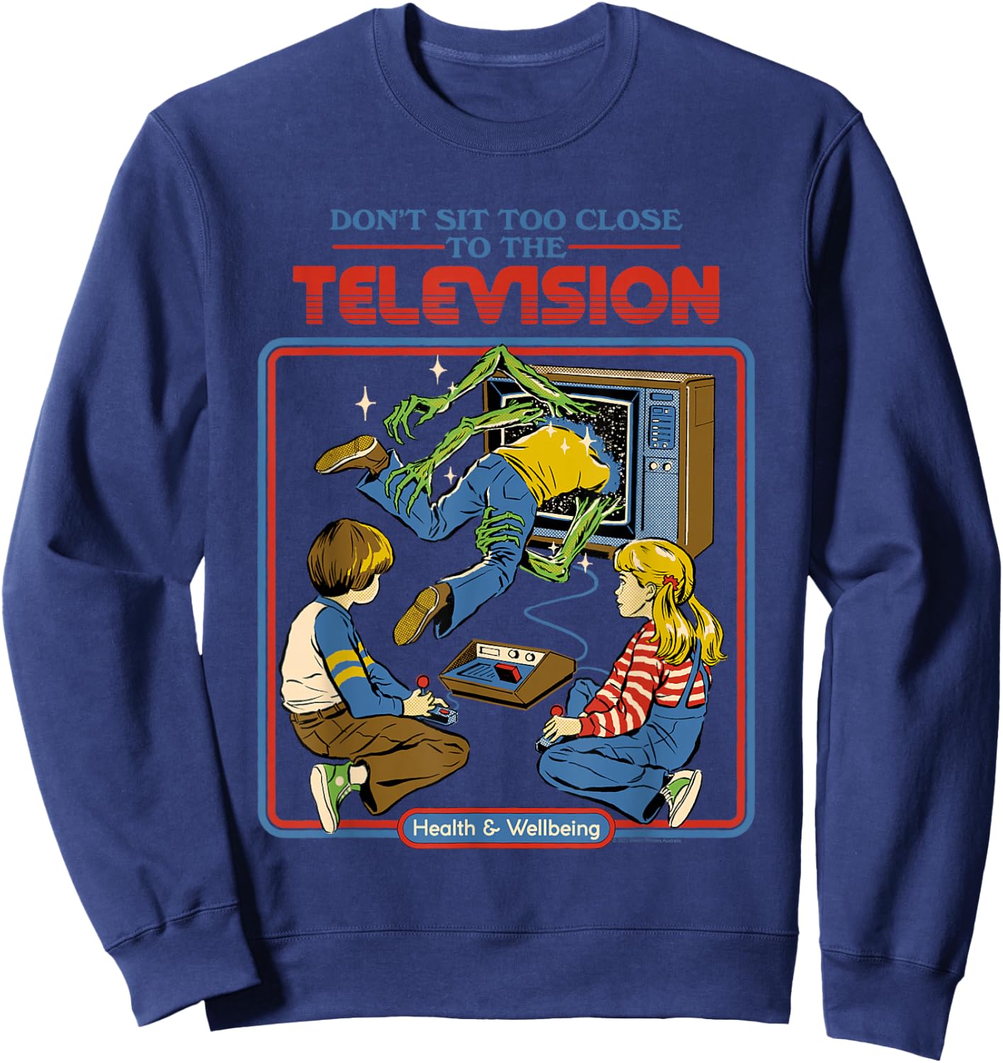 Steven Rhodes Don't Sit Too Close TV Retro Dark Humor Sweatshirt - Sweatshirt | Navy