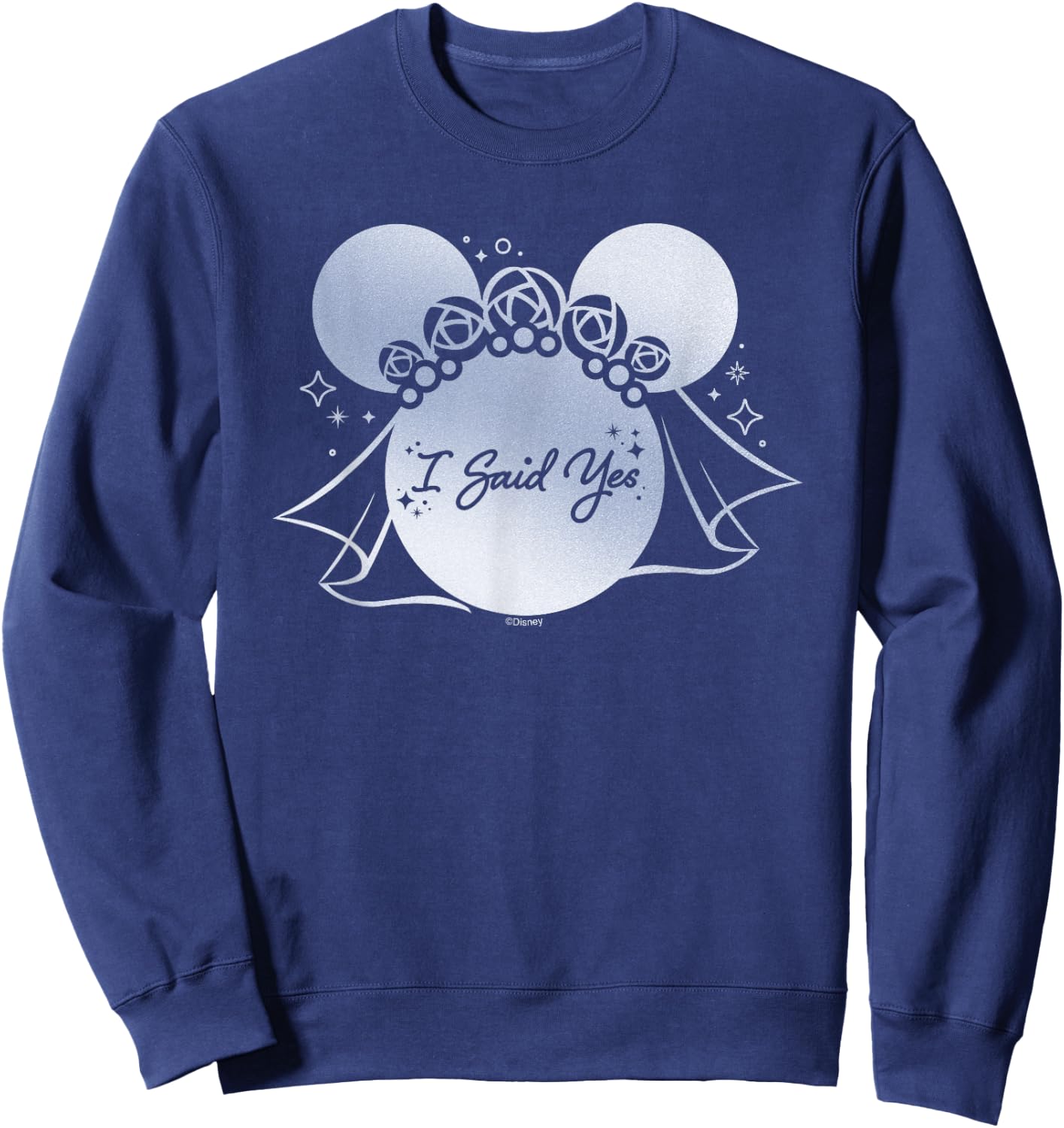 Disney I Said Yes Proposal Engagement Bridal Veil Minnie Sweatshirt - Sweatshirt | Navy