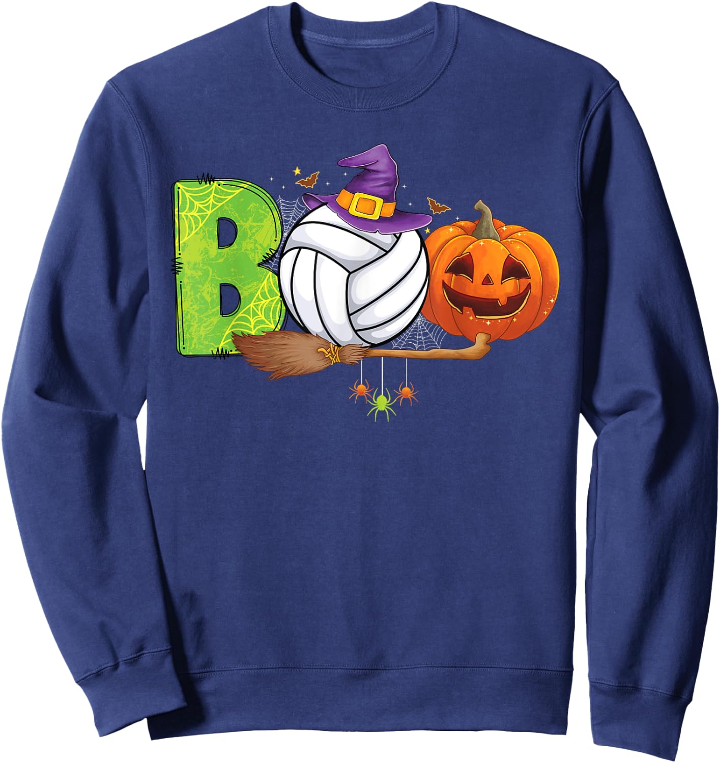Boo Volleyball lovers Pumpkin scary funny Halloween costume Sweatshirt - Sweatshirt | Navy