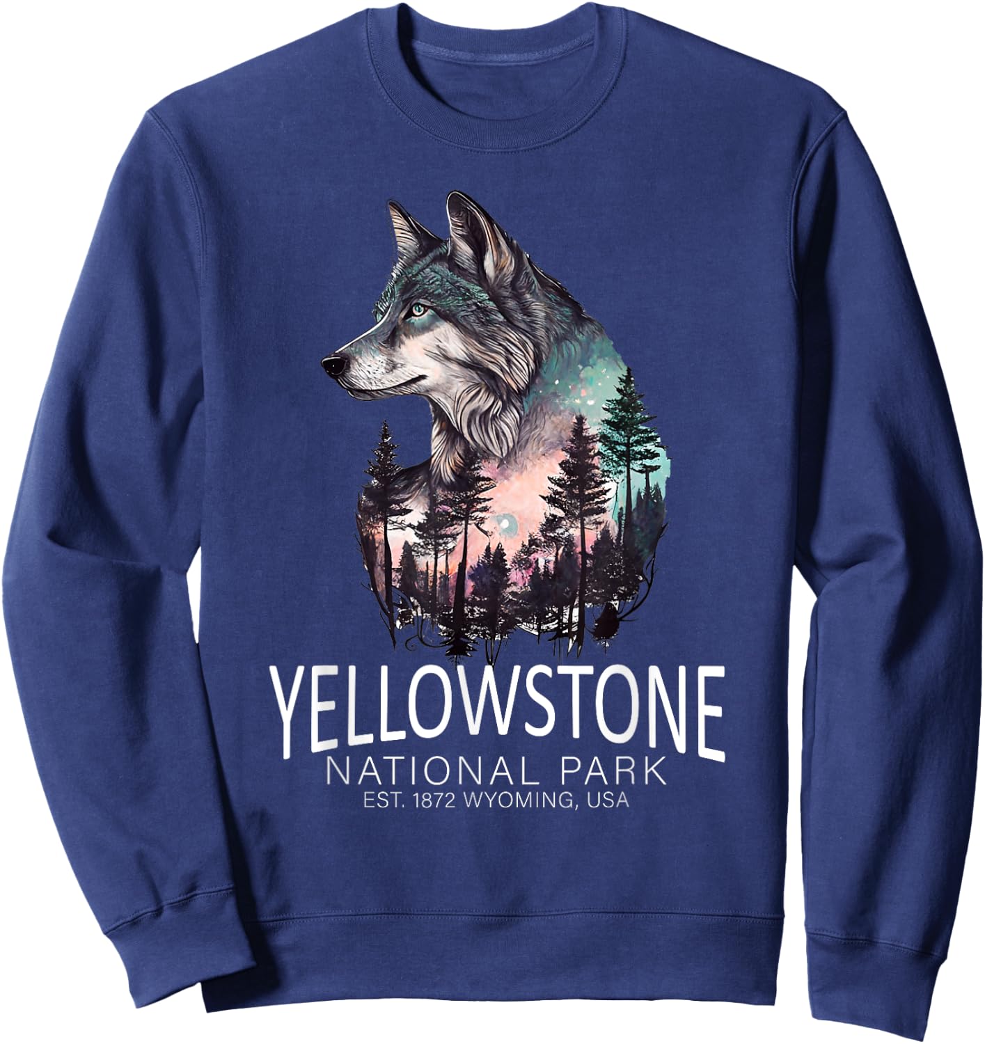 Timber Wolf Yellowstone National Park Sweatshirt - Sweatshirt | Navy