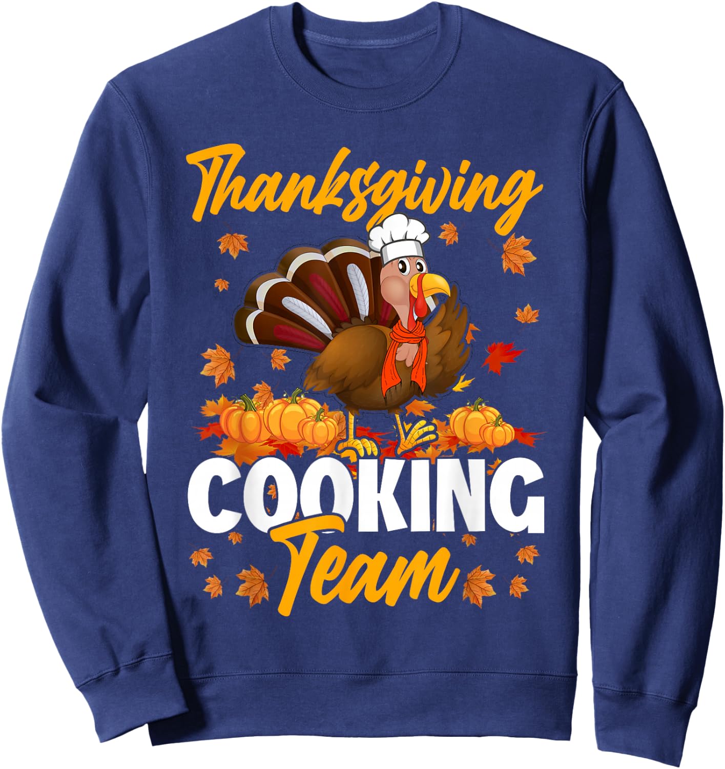 Funny Turkey Chef Thanksgiving - Women's Black Short Sleeve Thanksgiving - Small Sweatshirt - Sweatshirt | Navy