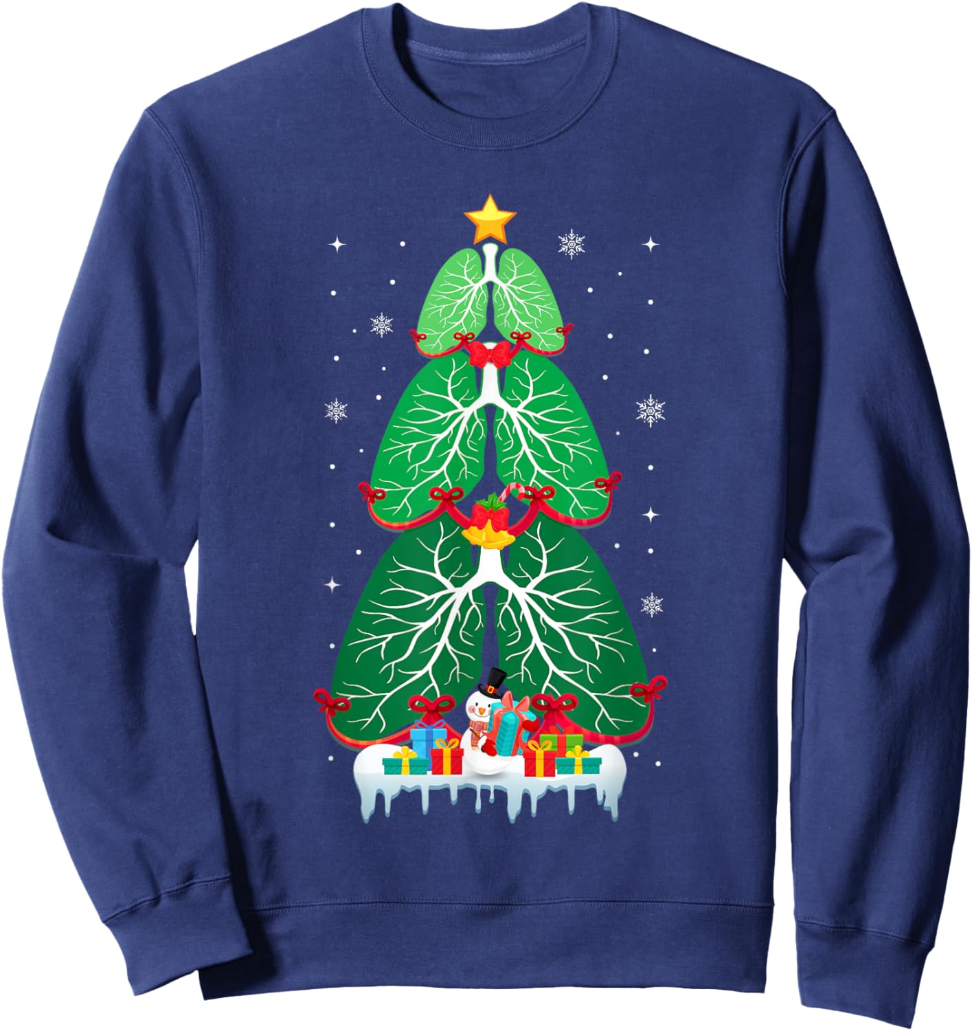 Lung Christmas Tree Respiratory Therapy Xmas Therapist Sweatshirt - Sweatshirt | Navy
