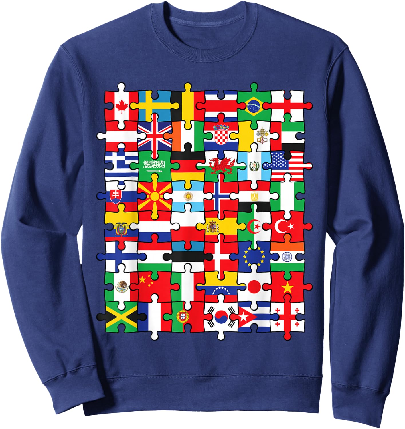 Flags of Countries of the World international flag puzzle Sweatshirt - Sweatshirt | Navy