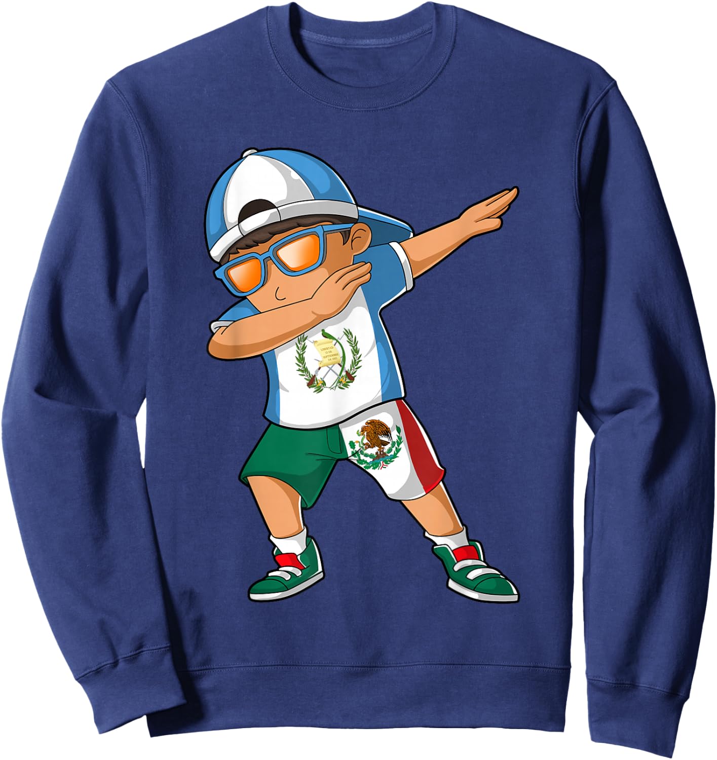 Half Guatemalan Half Mexican Boy Guatemala Flag Sweatshirt - Sweatshirt | Navy