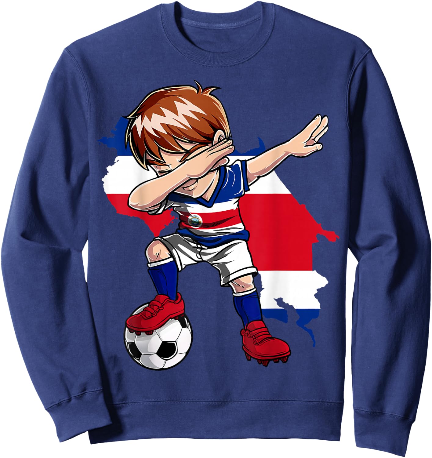 Dabbing Soccer Costa Rican Jersey Boy Costa Rica Football Sweatshirt - Sweatshirt | Navy
