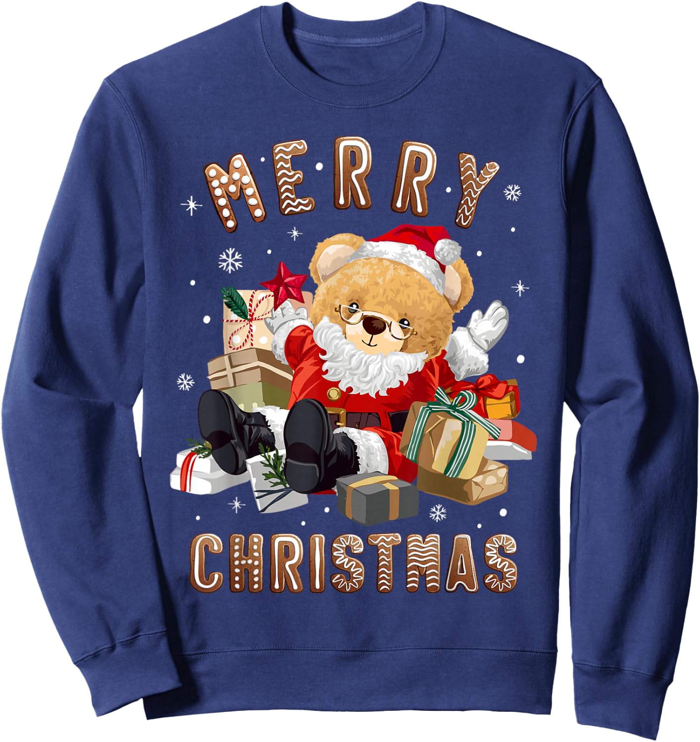 Cute Christmas teddy bear Santa Claus Sweatshirt - Sweatshirt | Navy