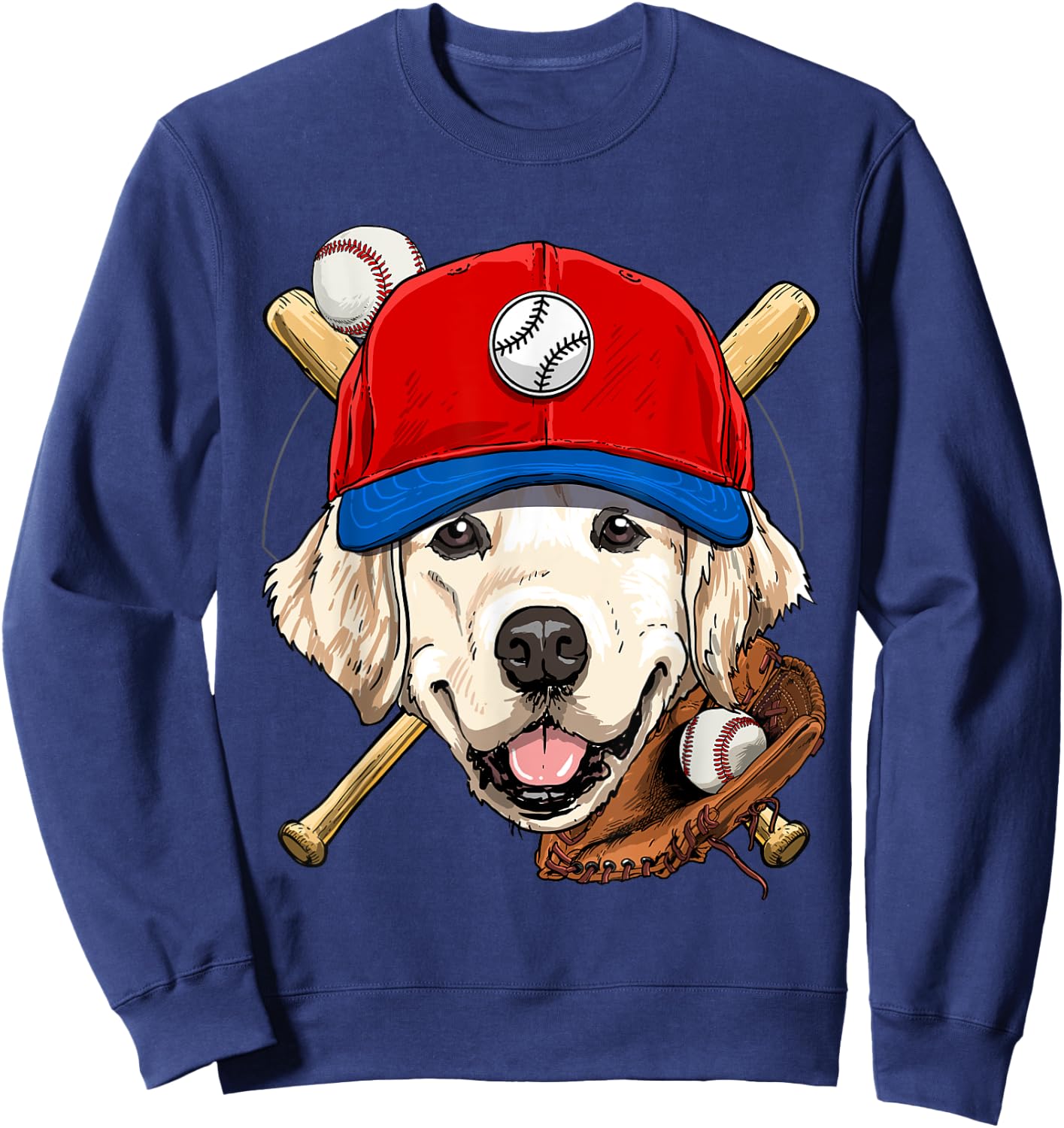 Golden Retriever Baseball Dog Lovers Baseball Player Women Girls Kids Sweatshirt - Sweatshirt | Navy