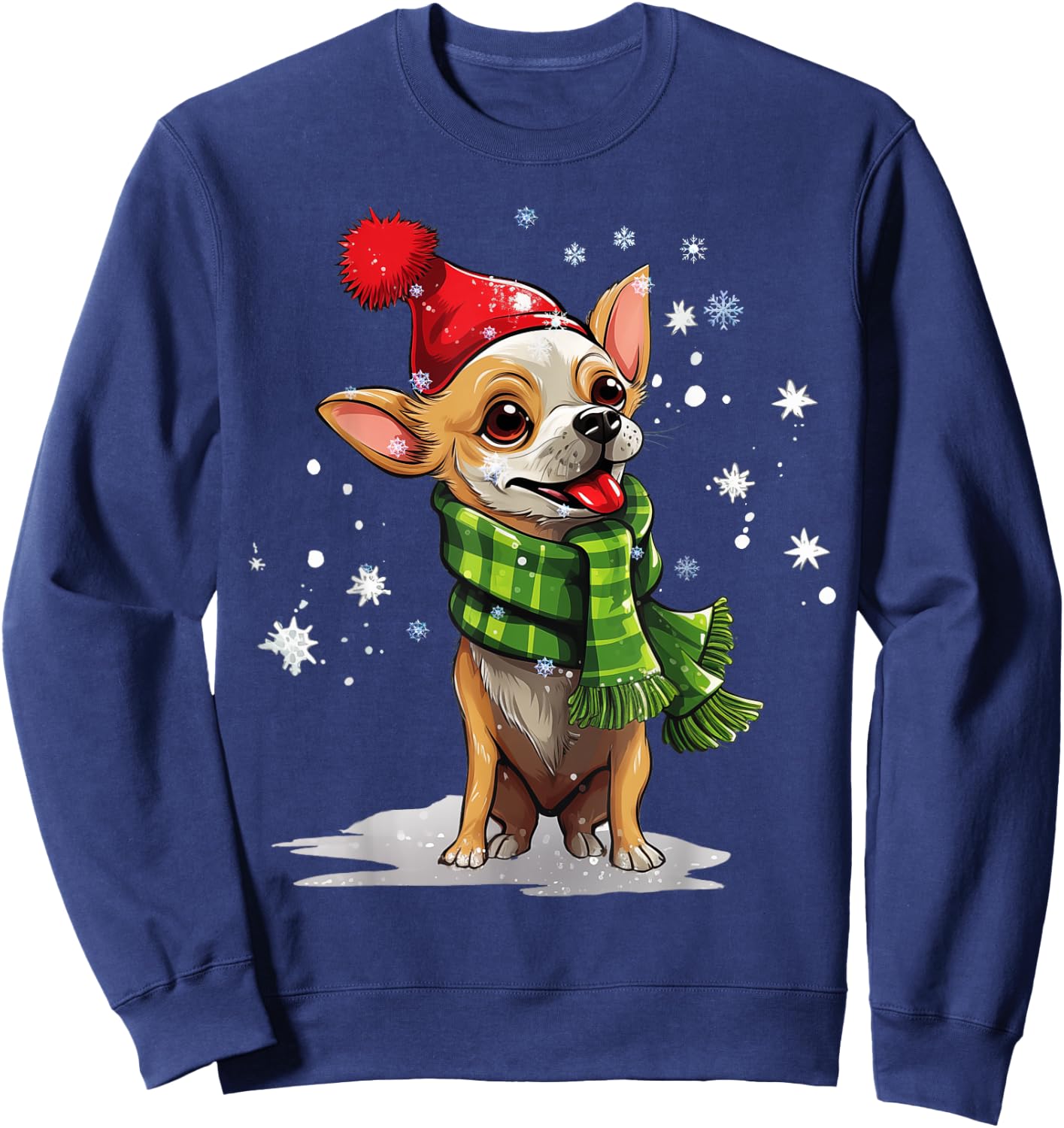 Chihuahua Dog Christmas Snow Winter Vibes Women Kids Sweatshirt - Sweatshirt | Navy