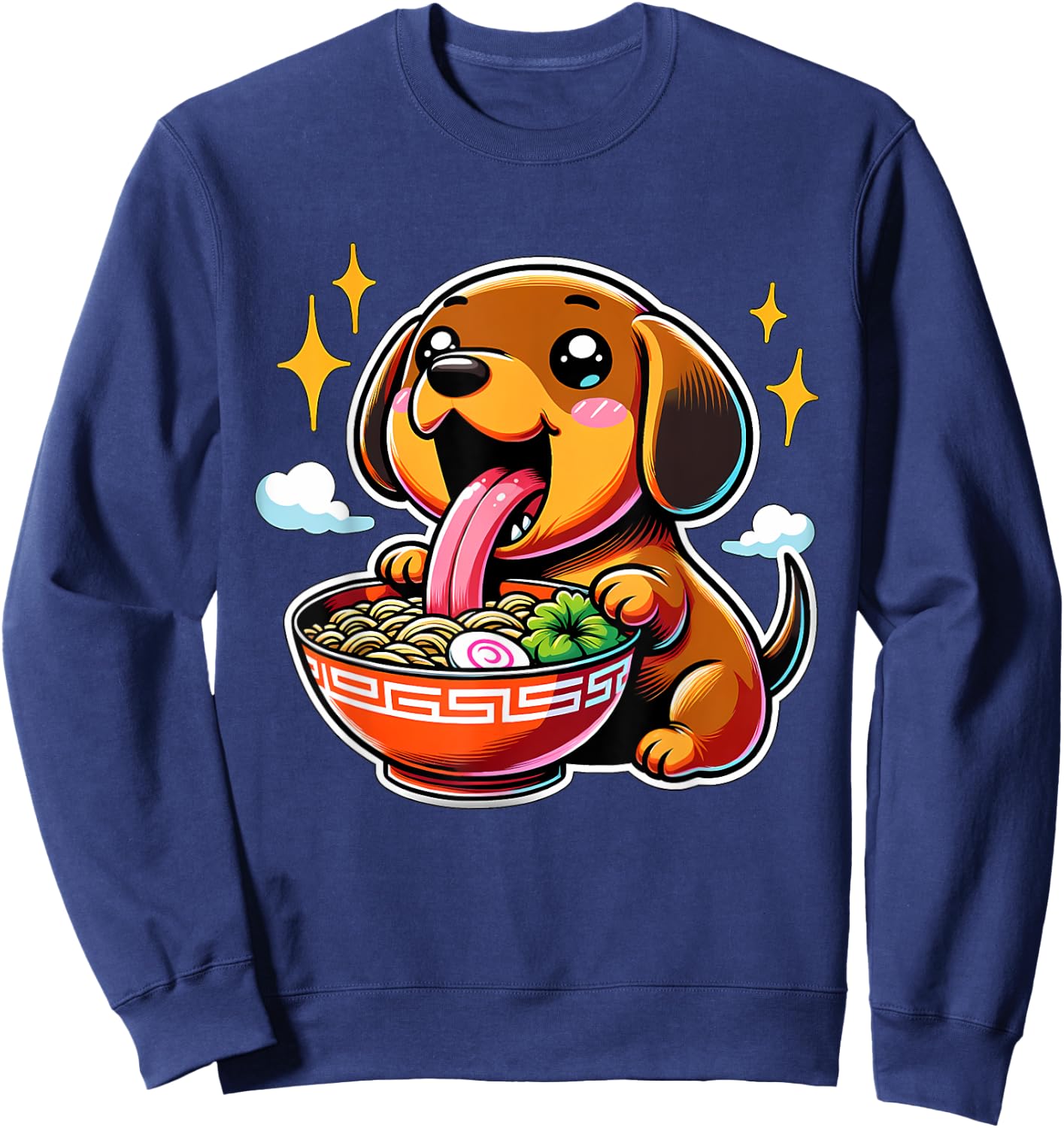 Kawaii Anime Dachshund Dog Ramen Sweatshirt - Sweatshirt | Navy