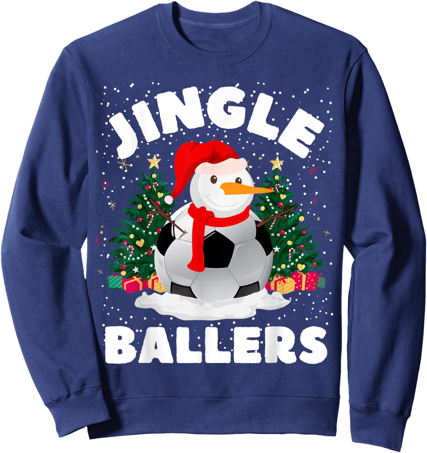 Jingle Ballers Funny Soccer ball Snowman Christmas Football Sweatshirt - Sweatshirt | Navy