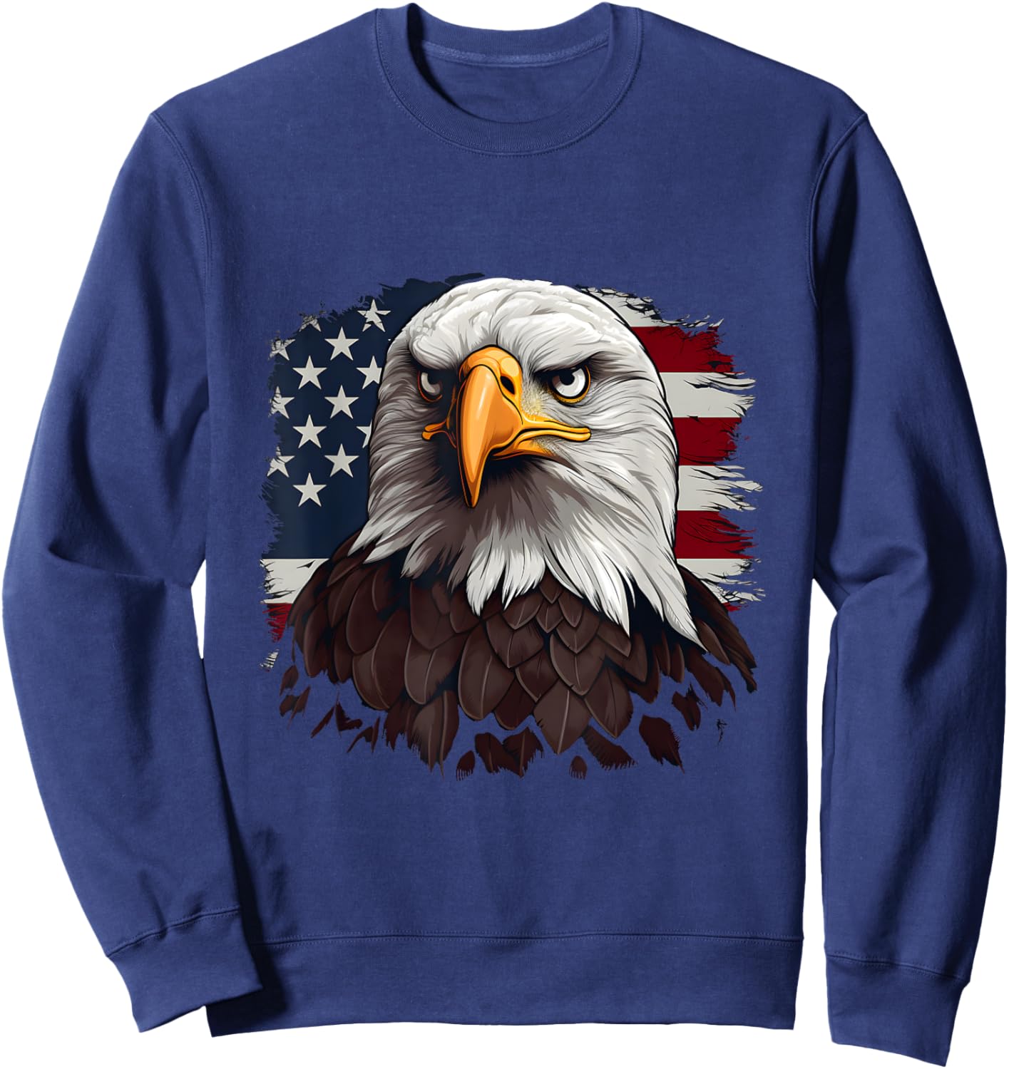 July 4th Symbolic Bald Eagle with American Flags Sweatshirt - Sweatshirt | Navy