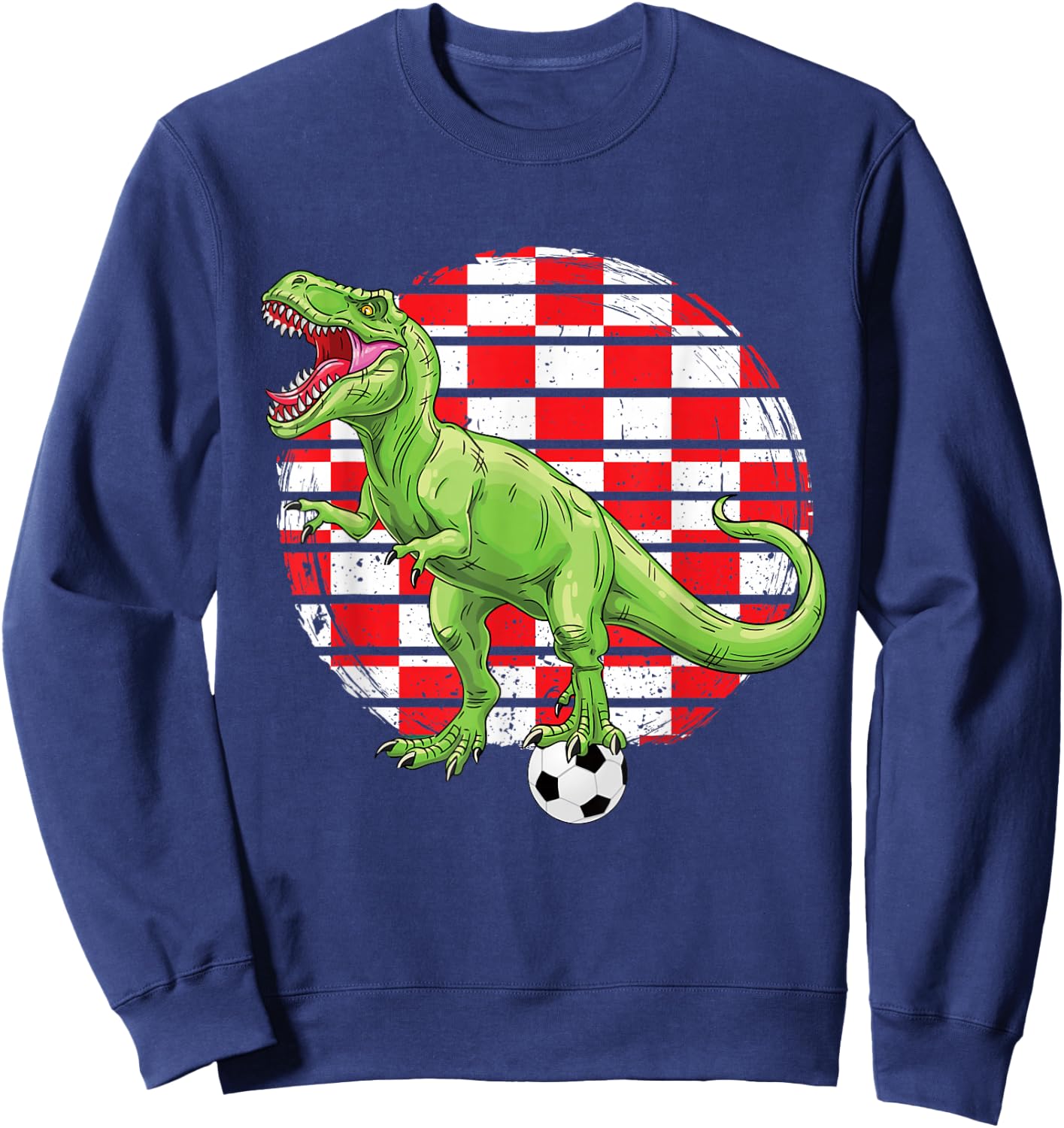 Soccer Dinosaur Trex Croatia Flag Boys Girls Toddler Sweatshirt - Sweatshirt | Navy