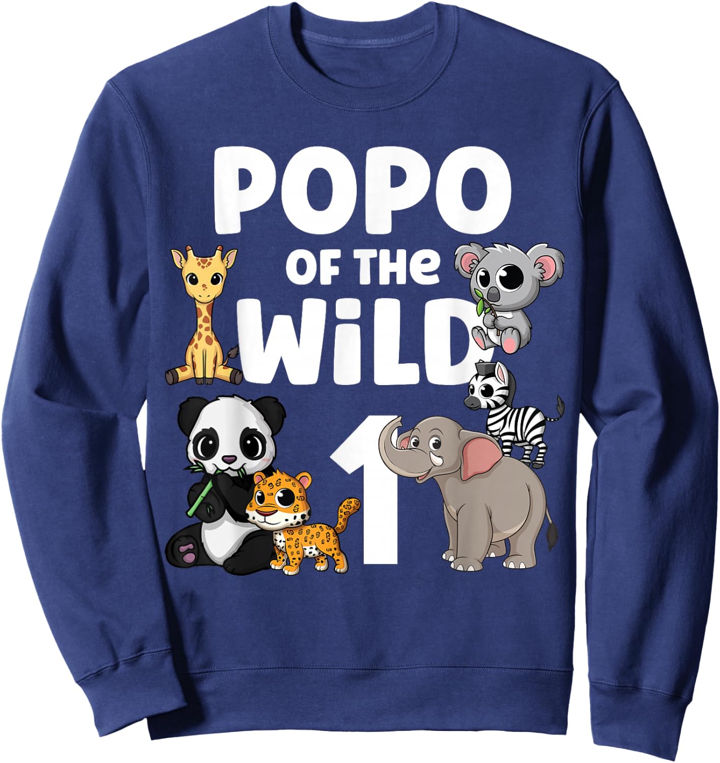 Popo of the Wild One Zoo Birthday Party Safari Jungle Animal Sweatshirt - Sweatshirt | Navy