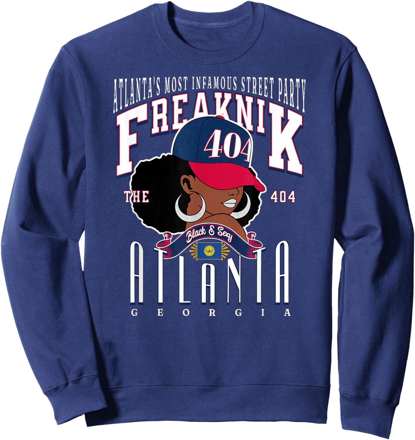 Around the Way Girls: Area Code Queens Freaknik Atlanta Culture Adults Black Small Short Sleeve Classic Regular Fit Lightweight Unique Design Sweatshirt - Sweatshirt | Navy