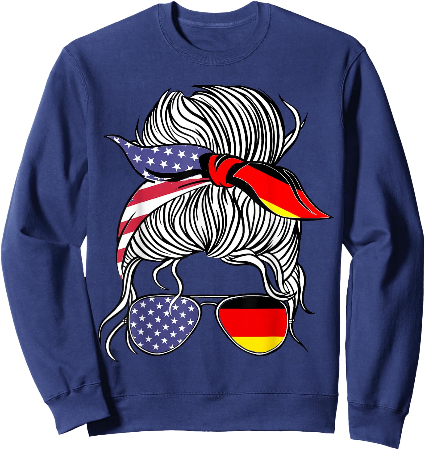 German American Patriot Grown Proud Women Girl Flag Sweatshirt - Sweatshirt | Navy