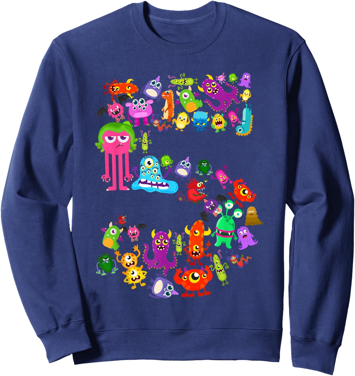 5th Birthday Party Monster Themed Number 5 Little Monster Sweatshirt - Sweatshirt | Navy