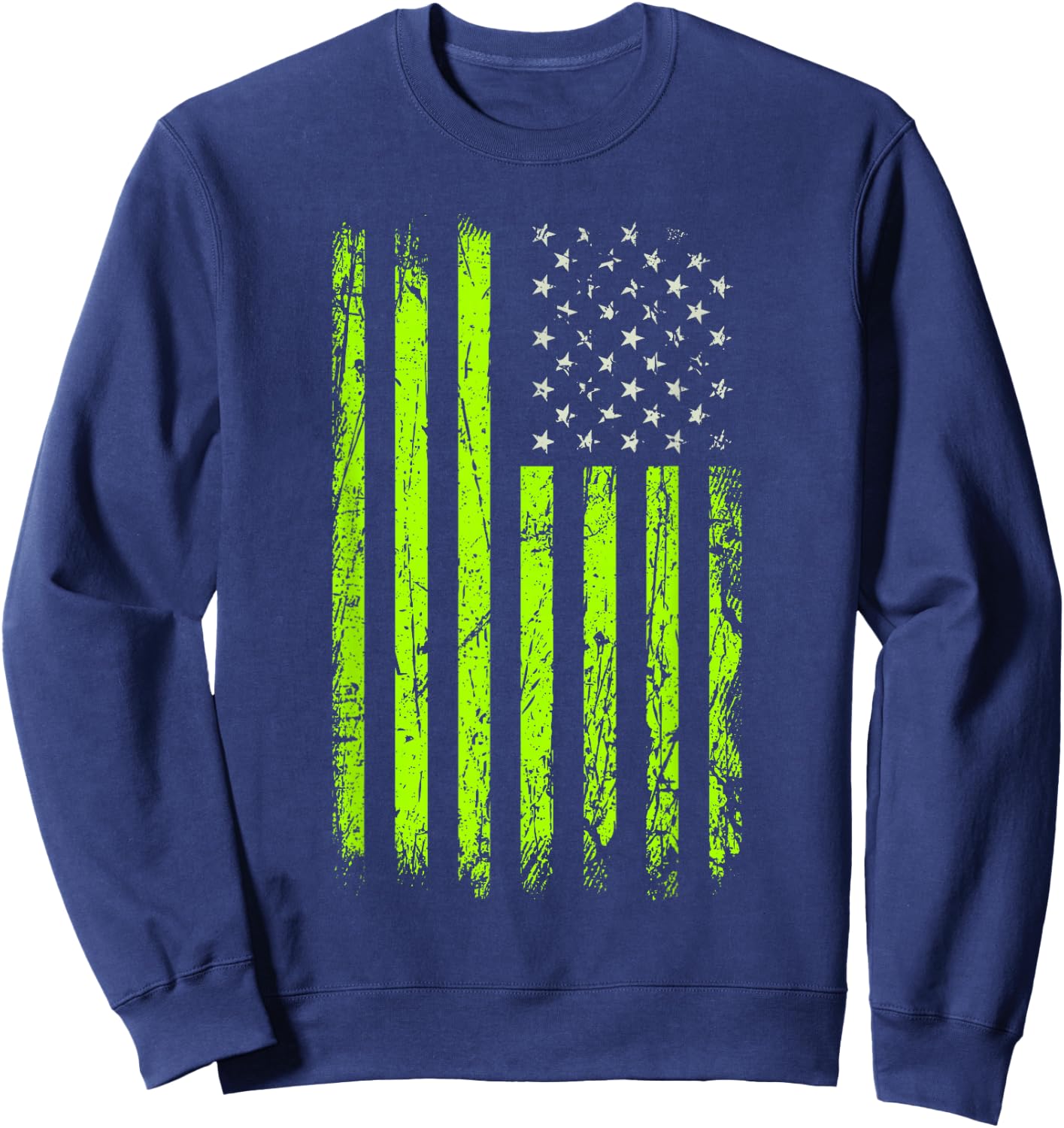 Green Stars & Stripes.American USA Flag Green Color Graphic Sweatshirt - Sweatshirt | Navy