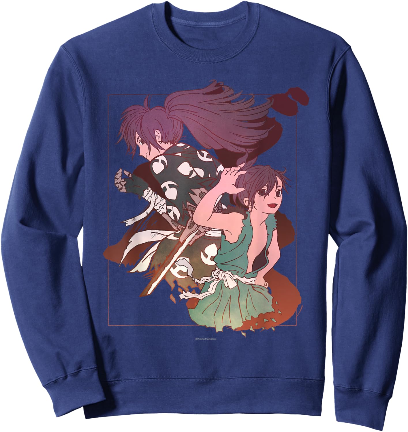Tezuka Osamu World Dororo Anime , Women's, Black, Small, Short Sleeve, Classic Fit, Pull On, Round Collar, Modern Cartoon, Art, Birthday, Unique Graphic Design Sweatshirt - Sweatshirt | Navy