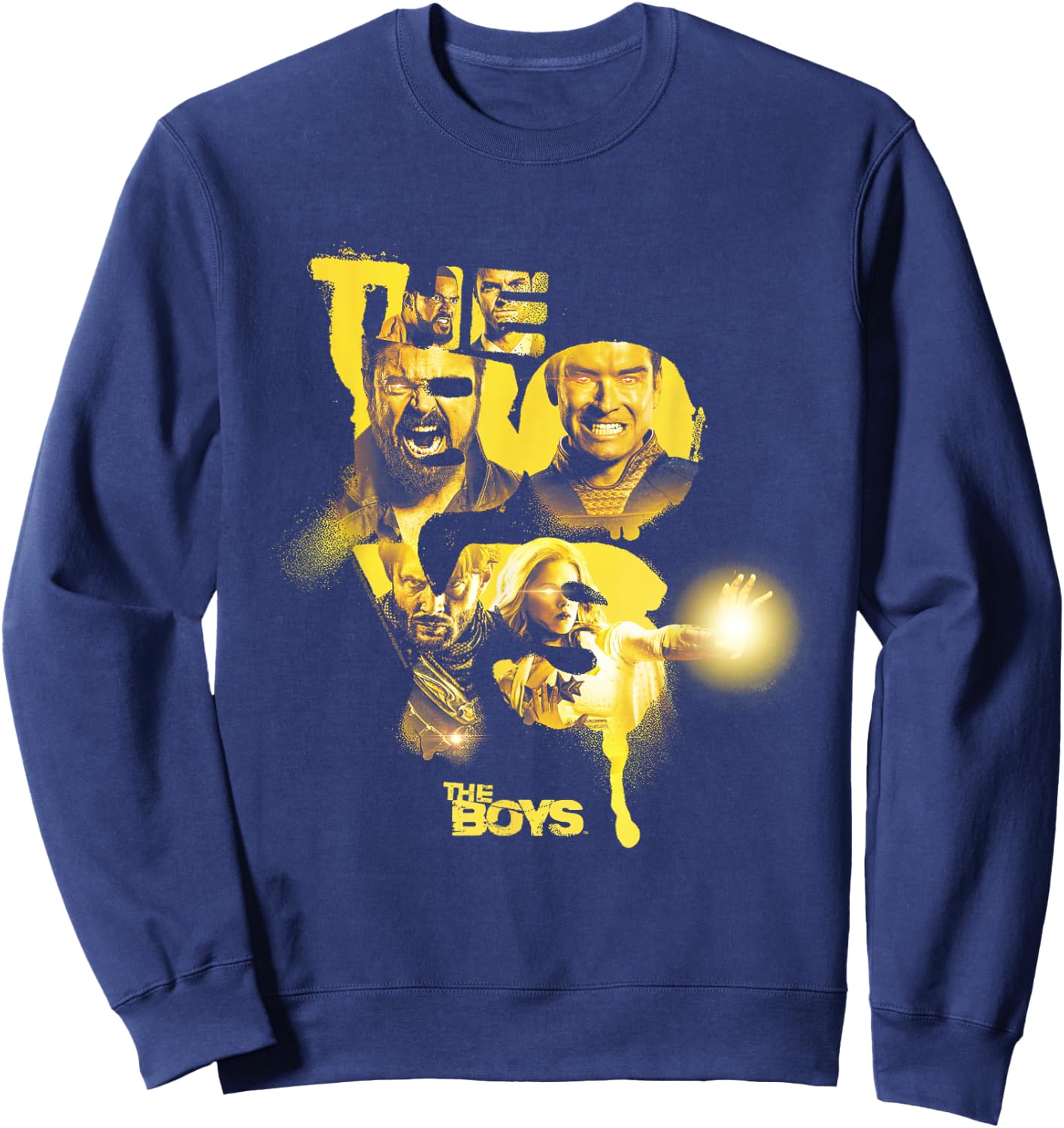The Boys Yellow Character Collage Poster Sweatshirt - Sweatshirt | Navy