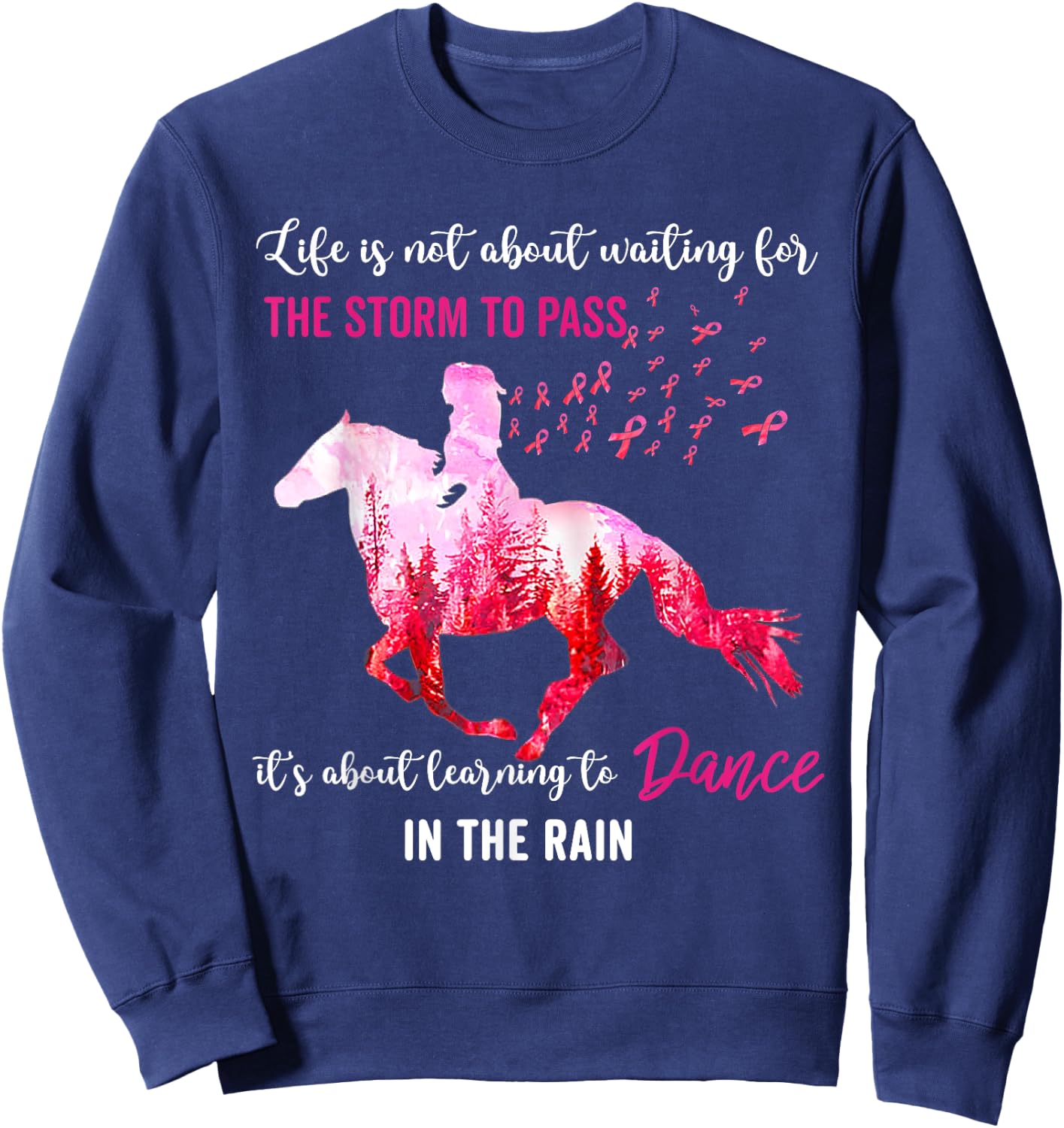 Breast Cancer Awareness I Am The Storm Horse Survivor Sweatshirt - Sweatshirt | Navy