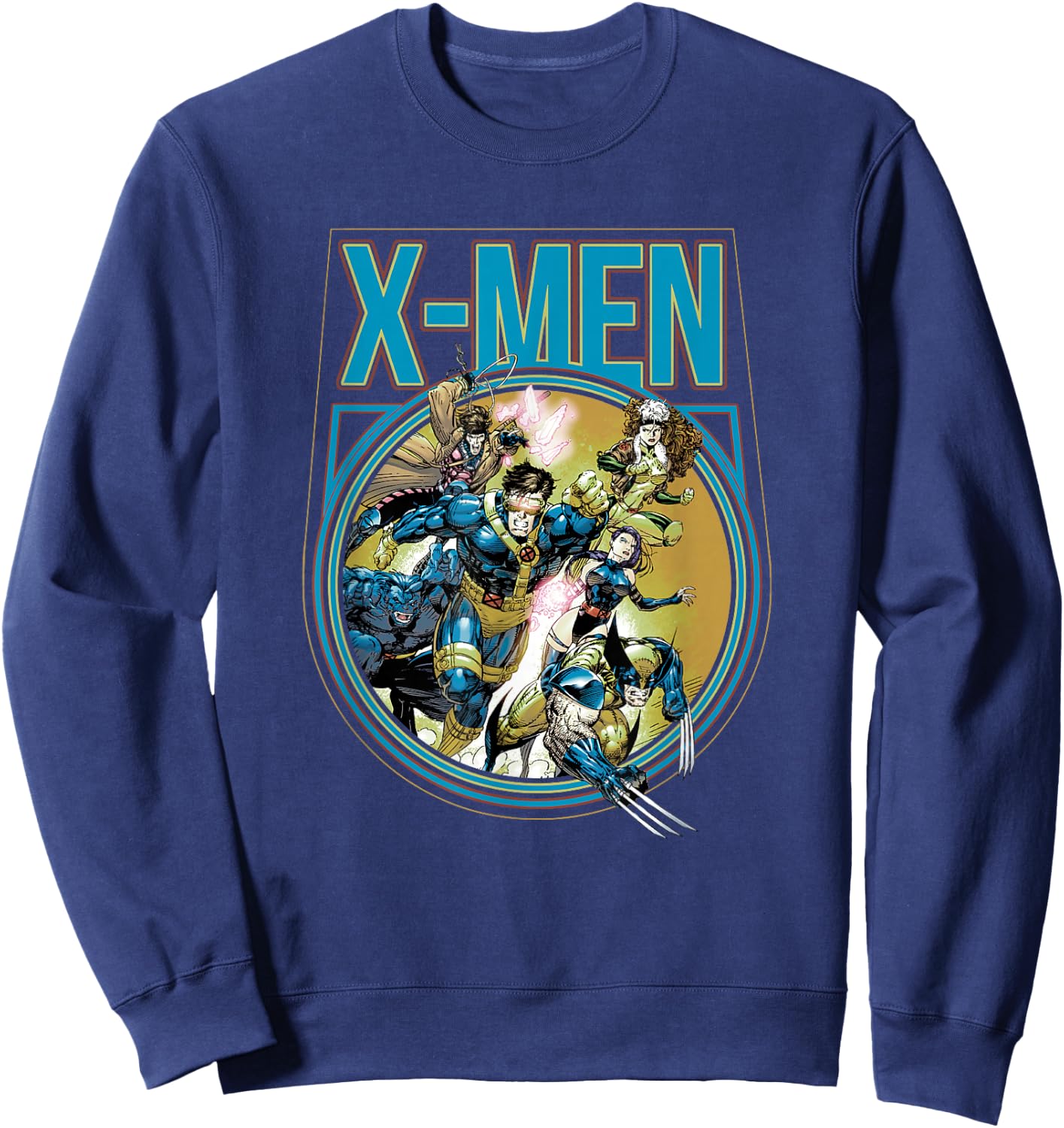 Marvel X-Men Vintage Circle Heroic Group Shot Sweatshirt - Sweatshirt | Navy
