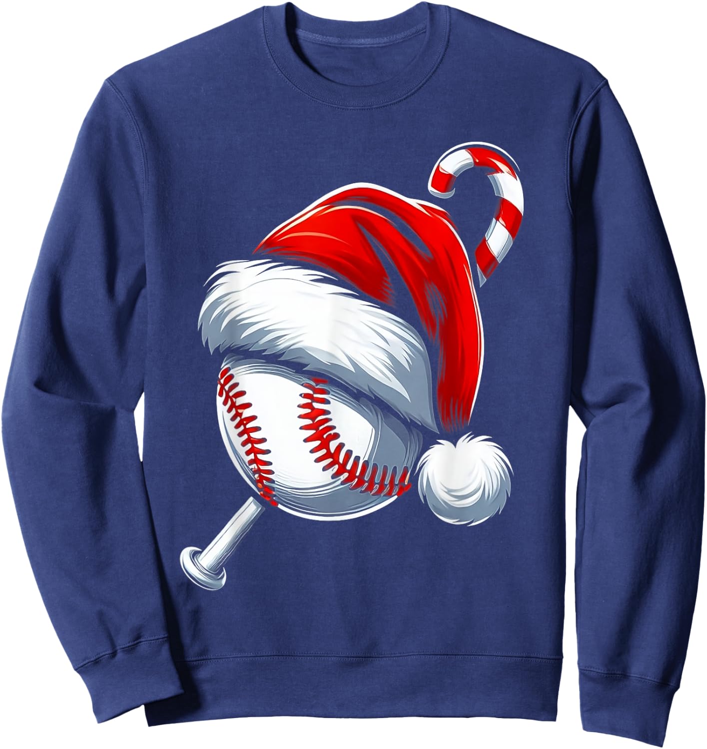 Christmas Santa Hat Baseball Matching Family Pajamas Sport Sweatshirt - Sweatshirt | Navy