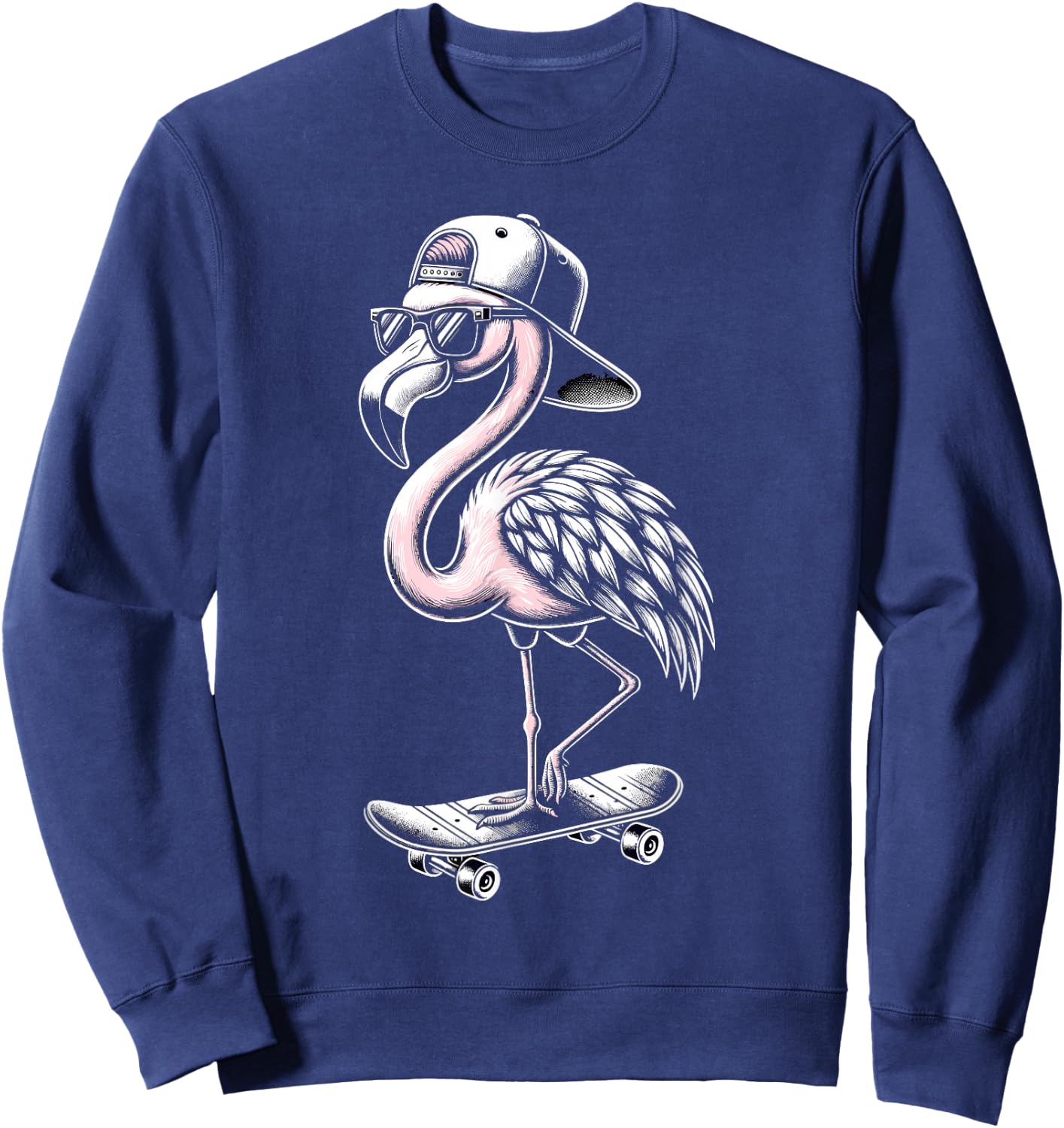 Skateboarding Flamingo Skater Skateboarder Women Sweatshirt - Sweatshirt | Navy