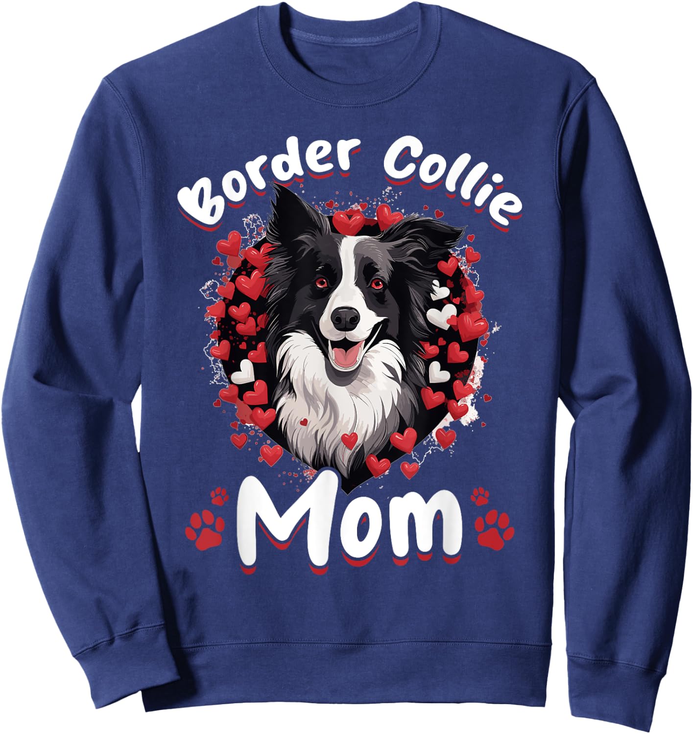 Border Collie Dog - Border Collie Mom Women Girls Kids Sweatshirt - Sweatshirt | Navy